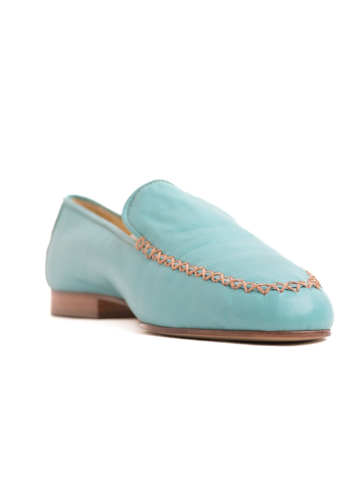 Perfect Pancaldi Turquoise Leather Loafers Size 40 for Women