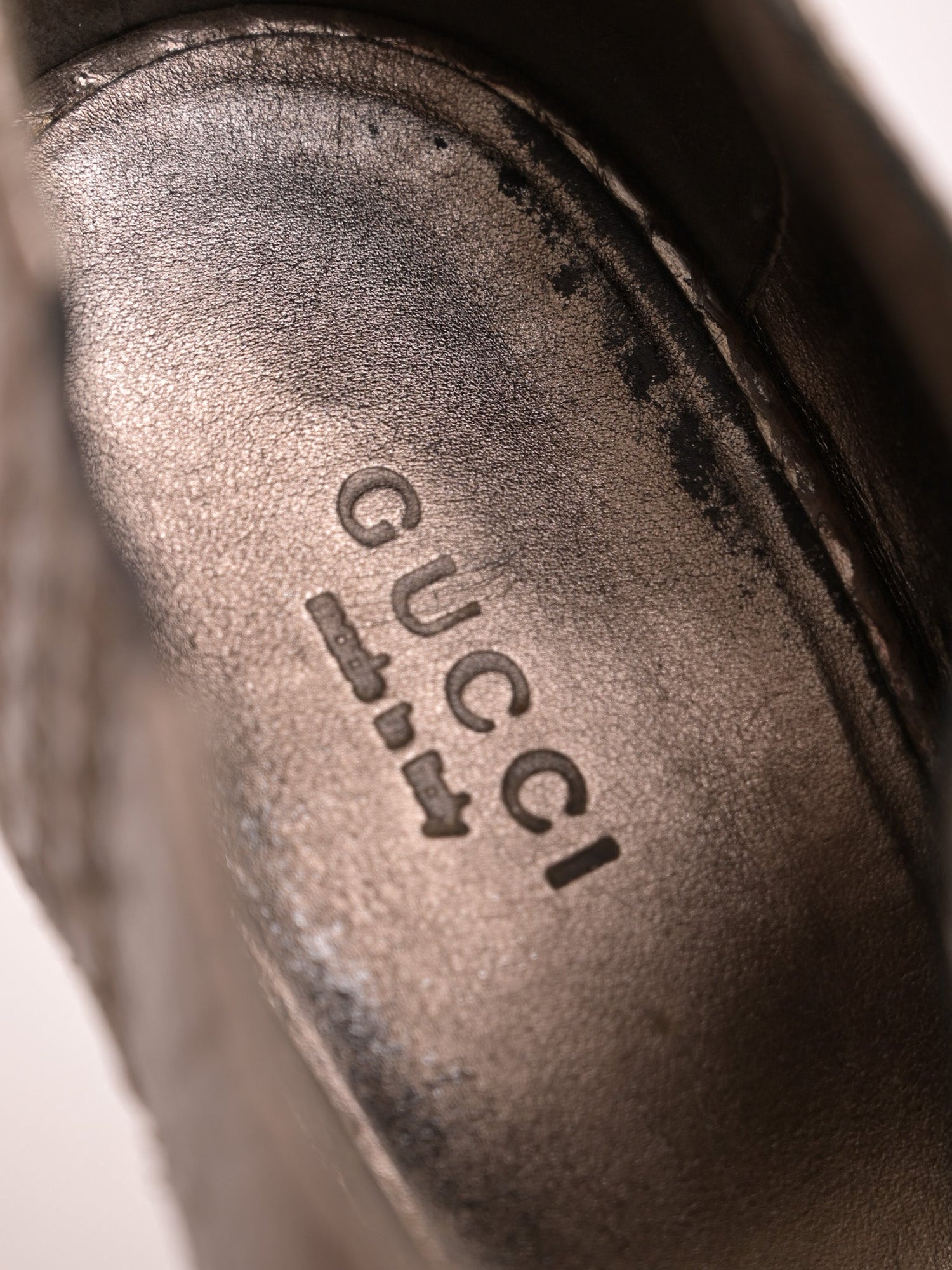Gucci High-Heeled Shoes Gray Leather Size 40 Open Toe