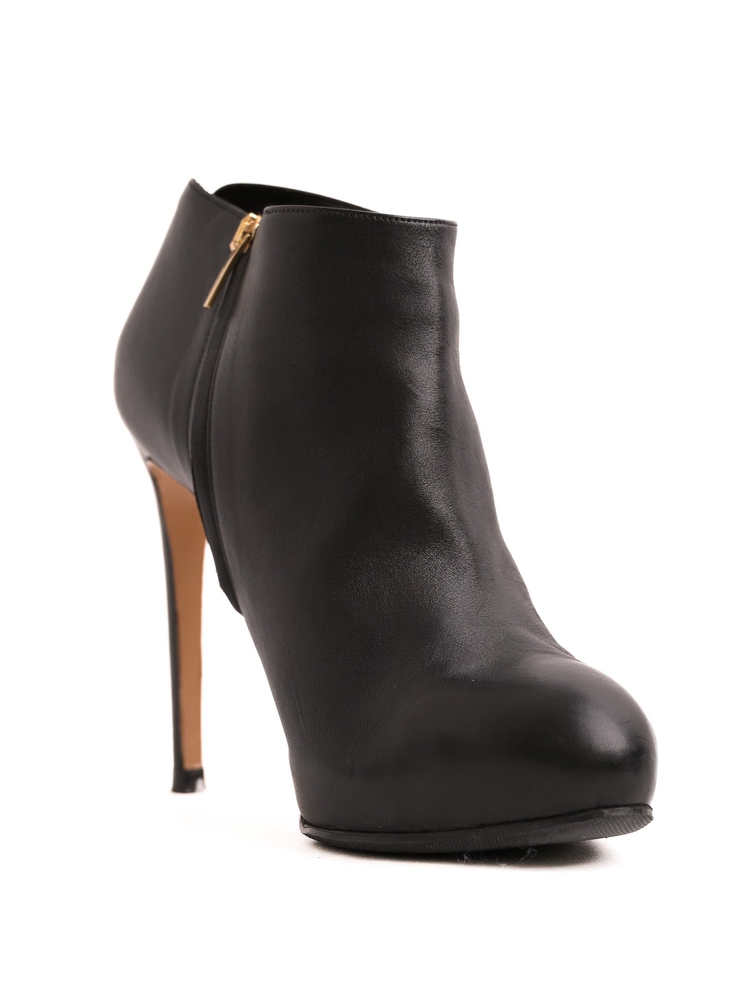 Excellent Salvatore Ferragamo Black Leather High-Heeled Ankle Boots Size 40