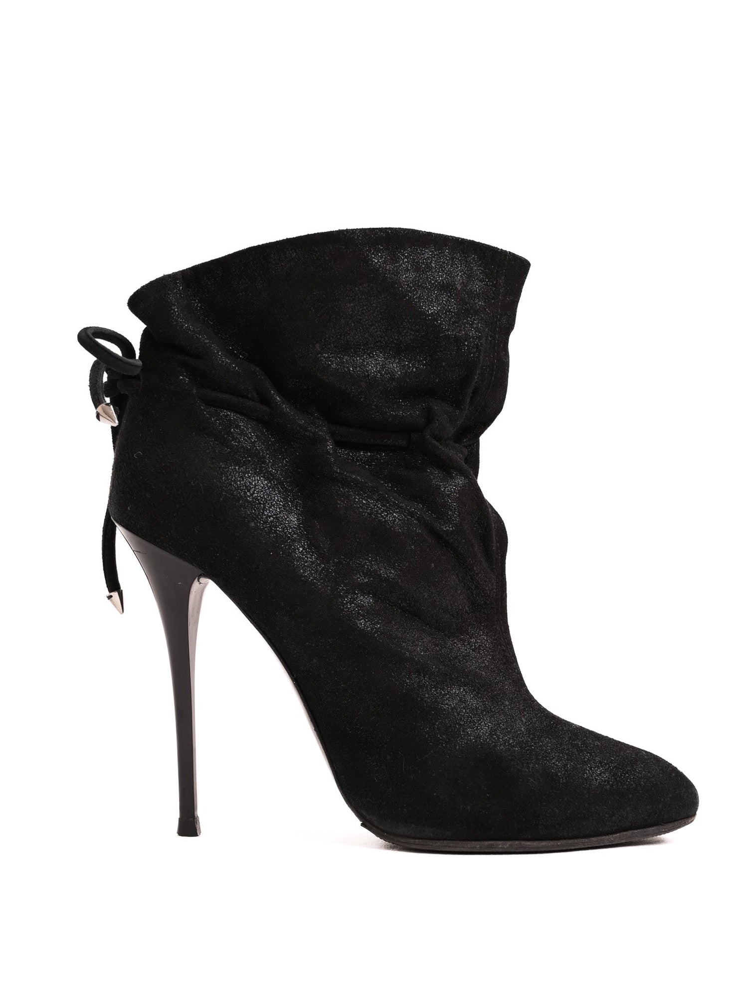 Good Giuseppe Zanotti Black Leather Stiletto Ankle Boots Size 40