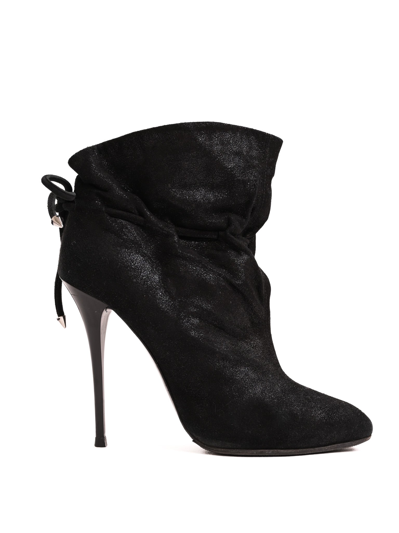 Good Giuseppe Zanotti Black Leather Stiletto Ankle Boots Size 40