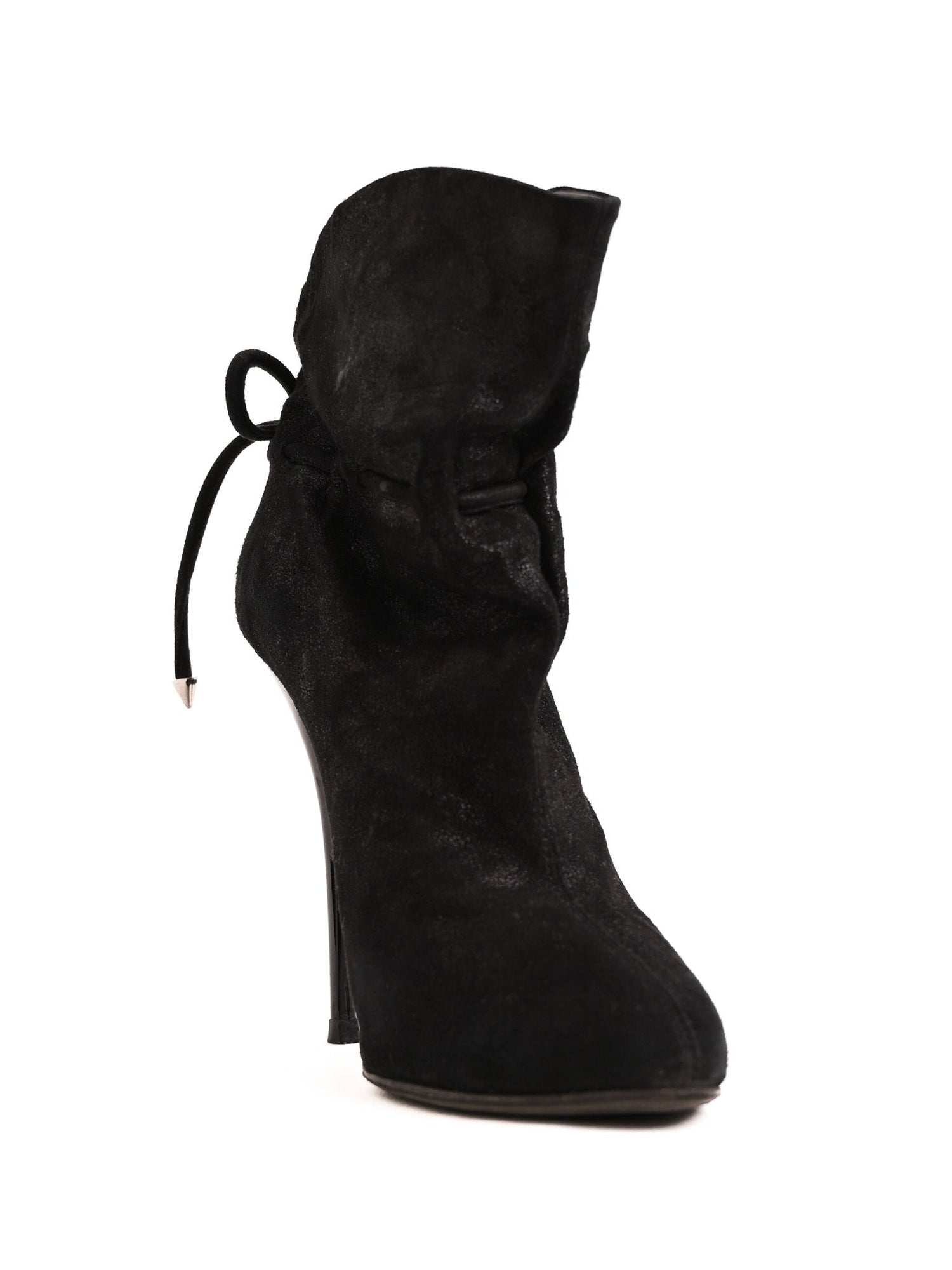Good Giuseppe Zanotti Black Leather Stiletto Ankle Boots Size 40