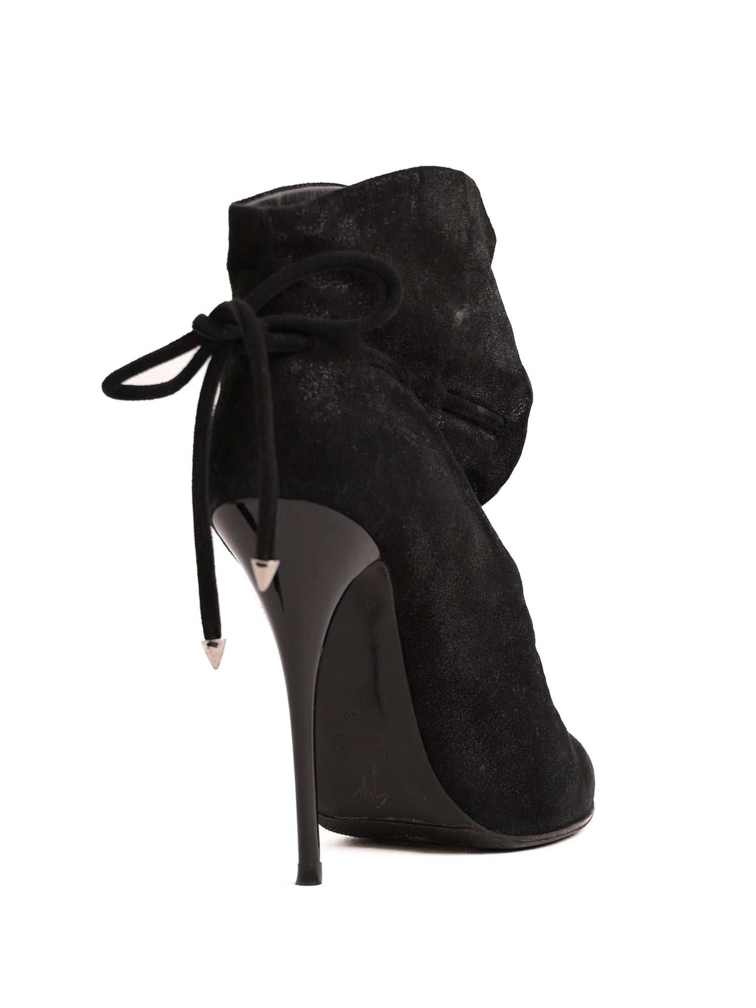 Good Giuseppe Zanotti Black Leather Stiletto Ankle Boots Size 40