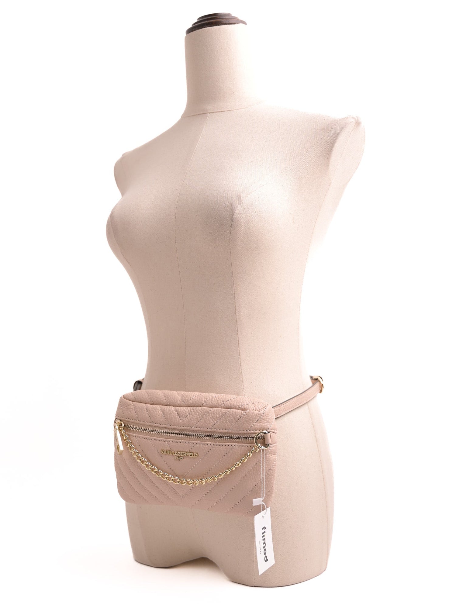 Excellent Karl Lagerfeld White Quilted Leather Handbag with Gold Accents