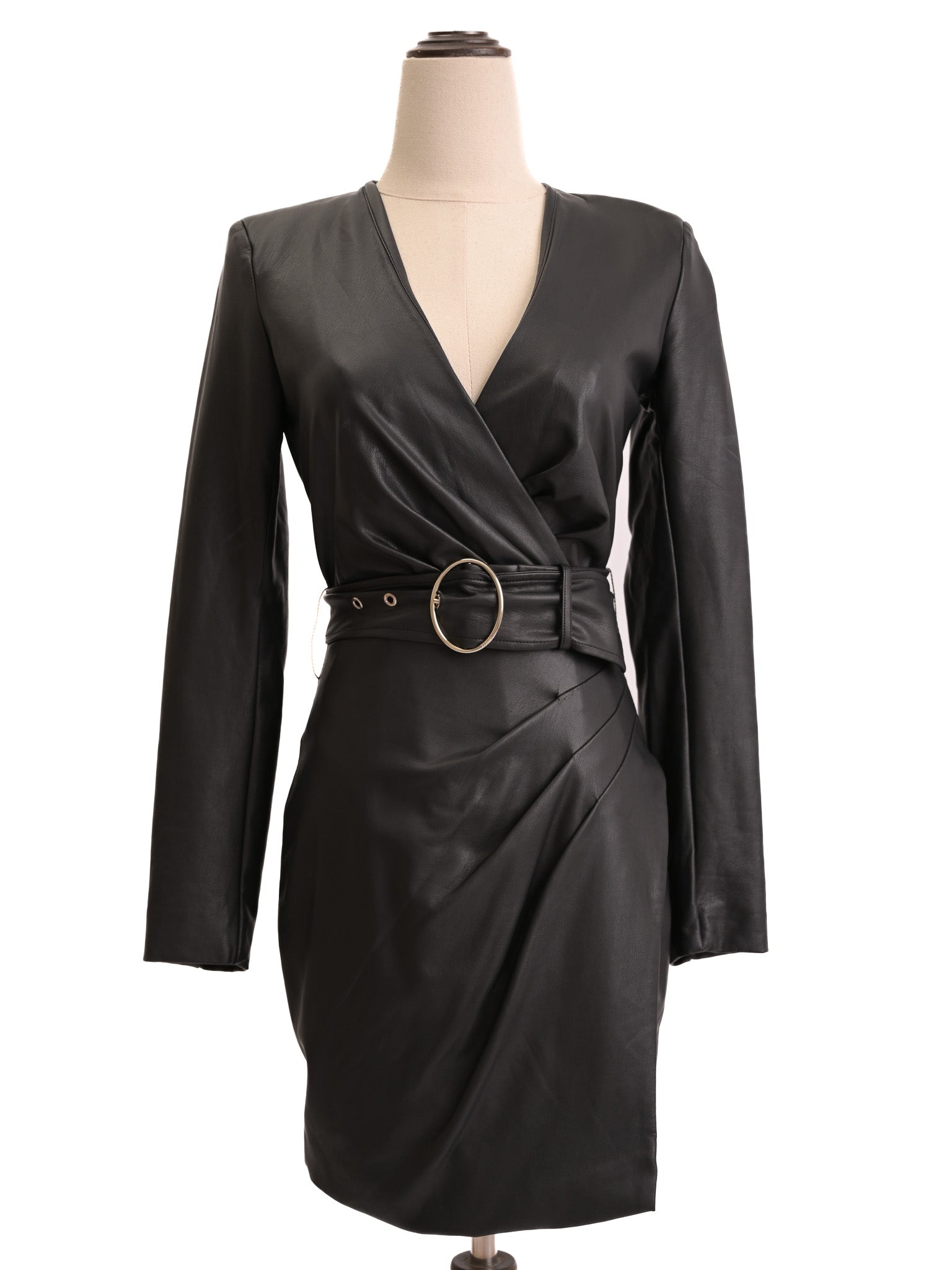 Good Guess Black Viscose Dress XS Long Sleeve Wrap Style