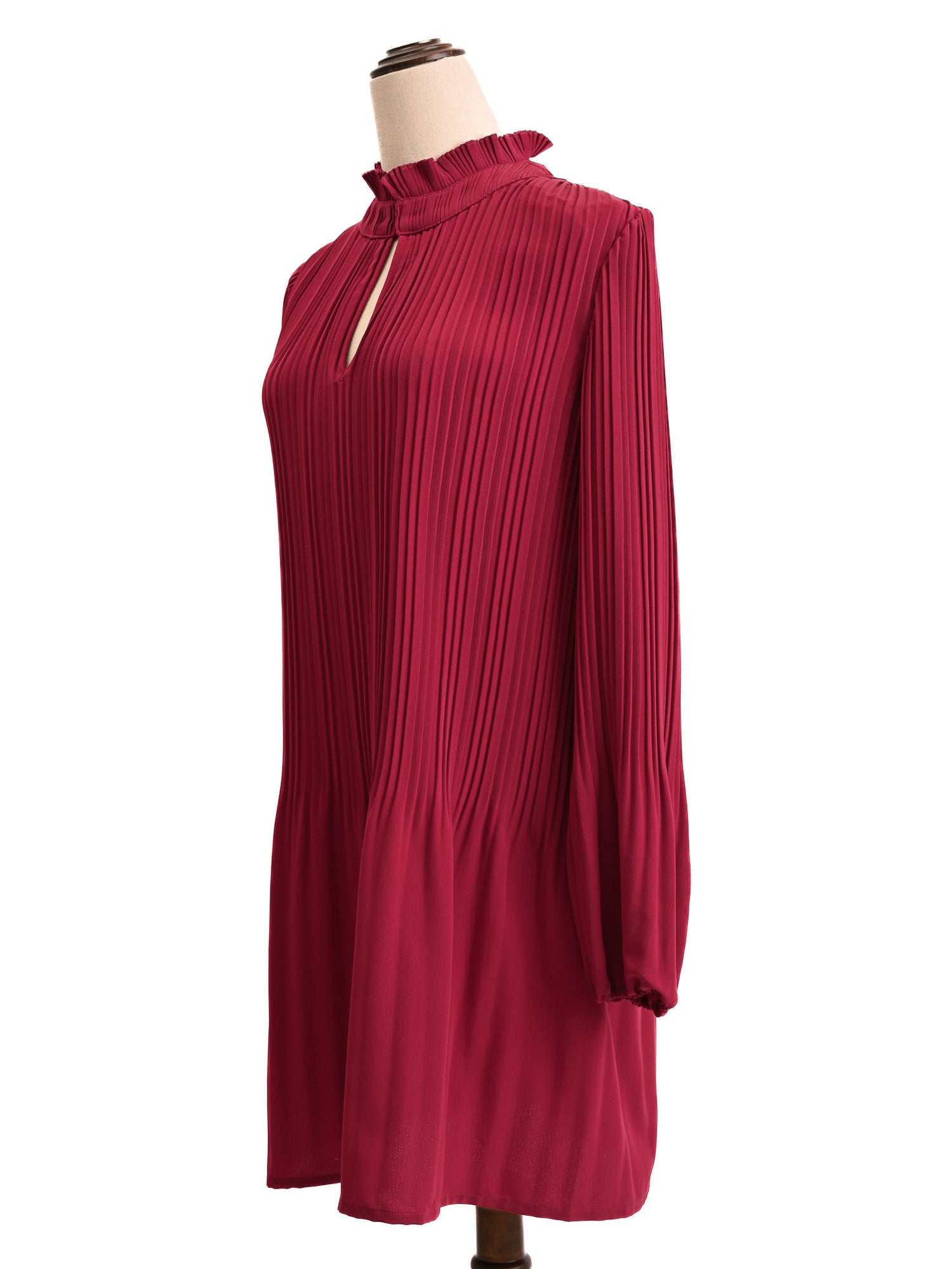 Good Maje Red Pleated Dress Long Sleeve High Collar Size N/A