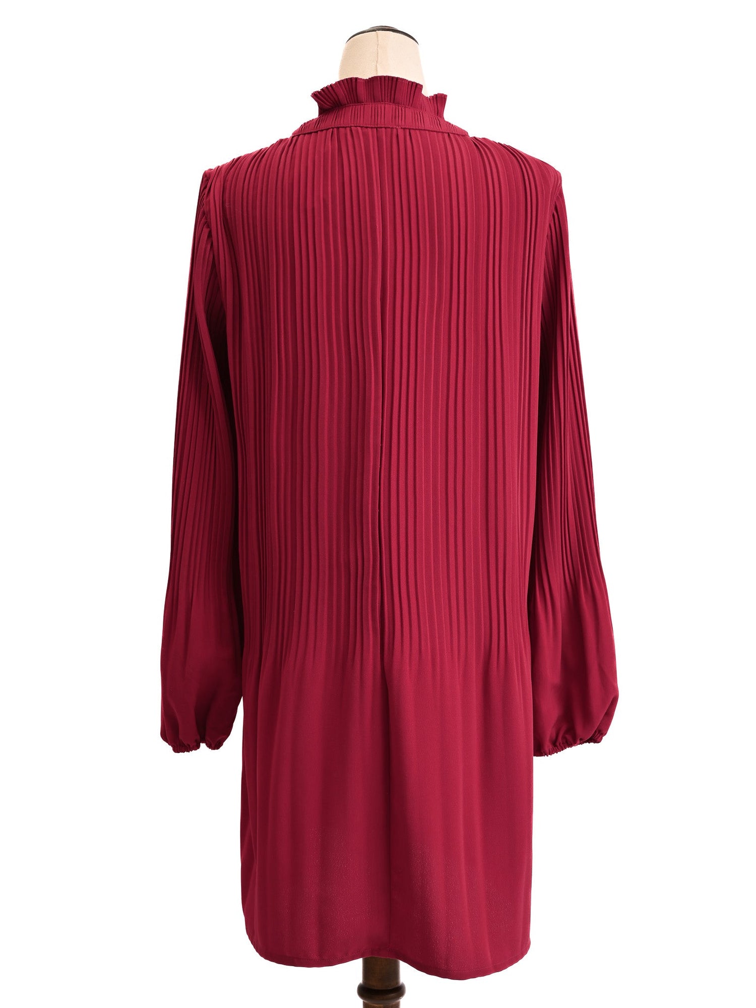 Good Maje Red Pleated Dress Long Sleeve High Collar Size N/A