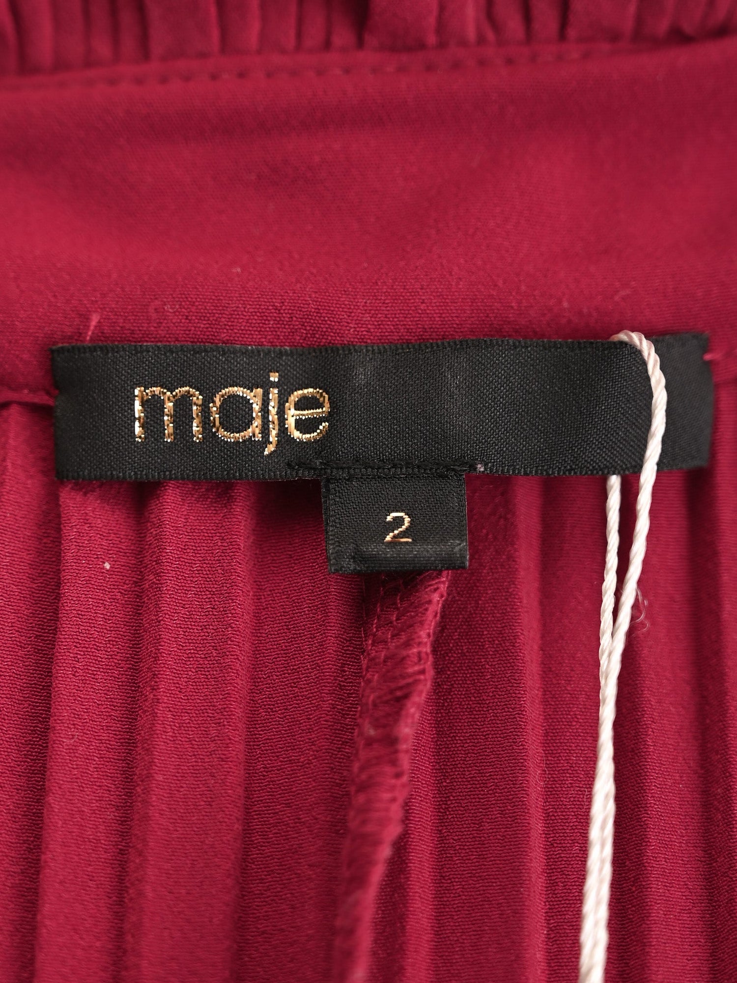 Good Maje Red Pleated Dress Long Sleeve High Collar Size N/A