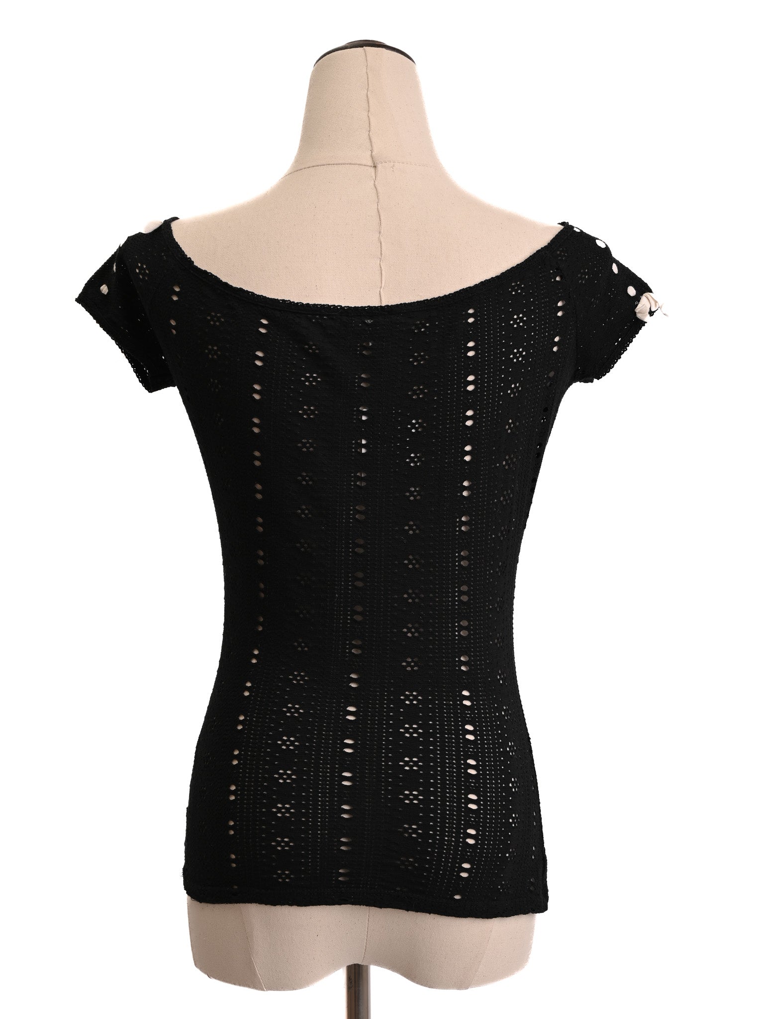 Excellent Blugirl Folies Black Crochet Top with Ribbon Detail Size S