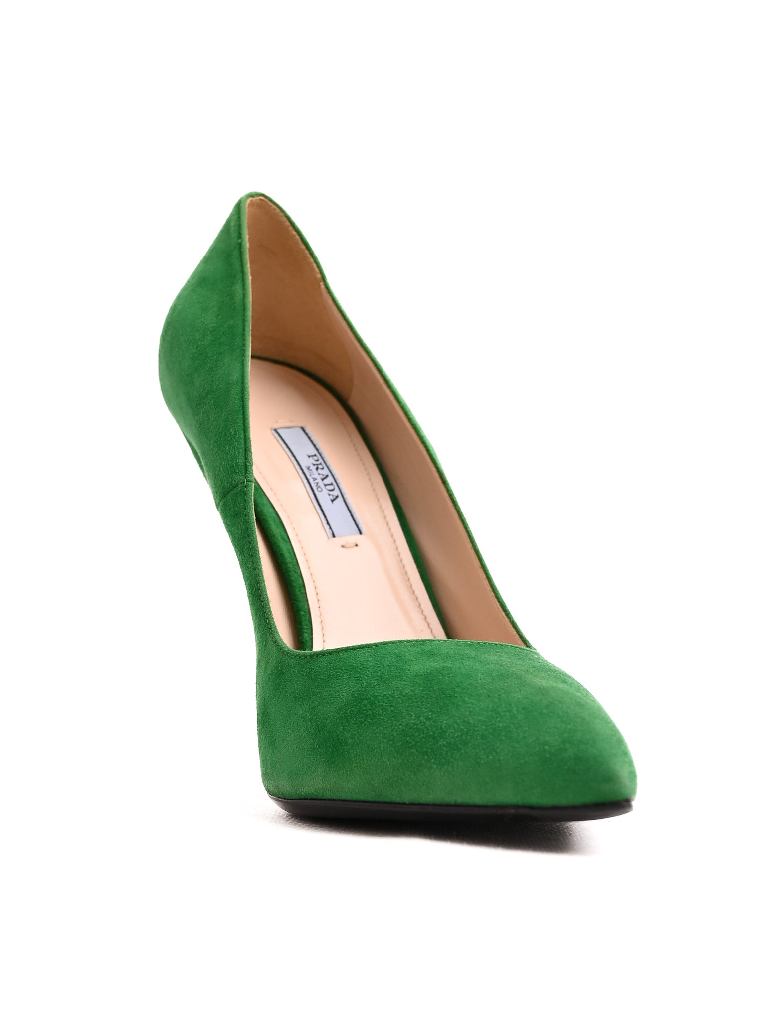 NEW Prada Green High-Heeled Shoes 100% Genuine Suede Size 40.5
