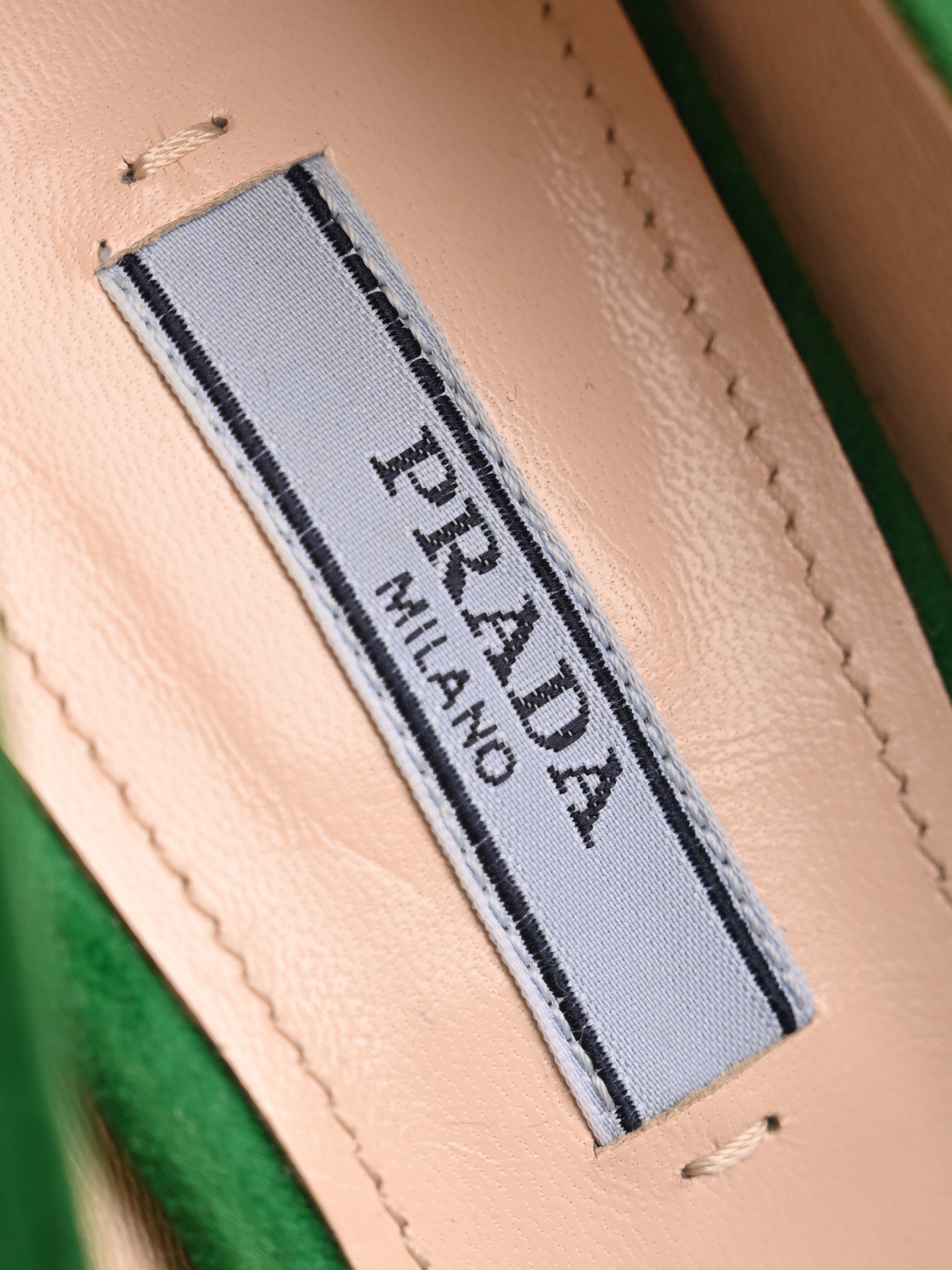 NEW Prada Green High-Heeled Shoes 100% Genuine Suede Size 40.5