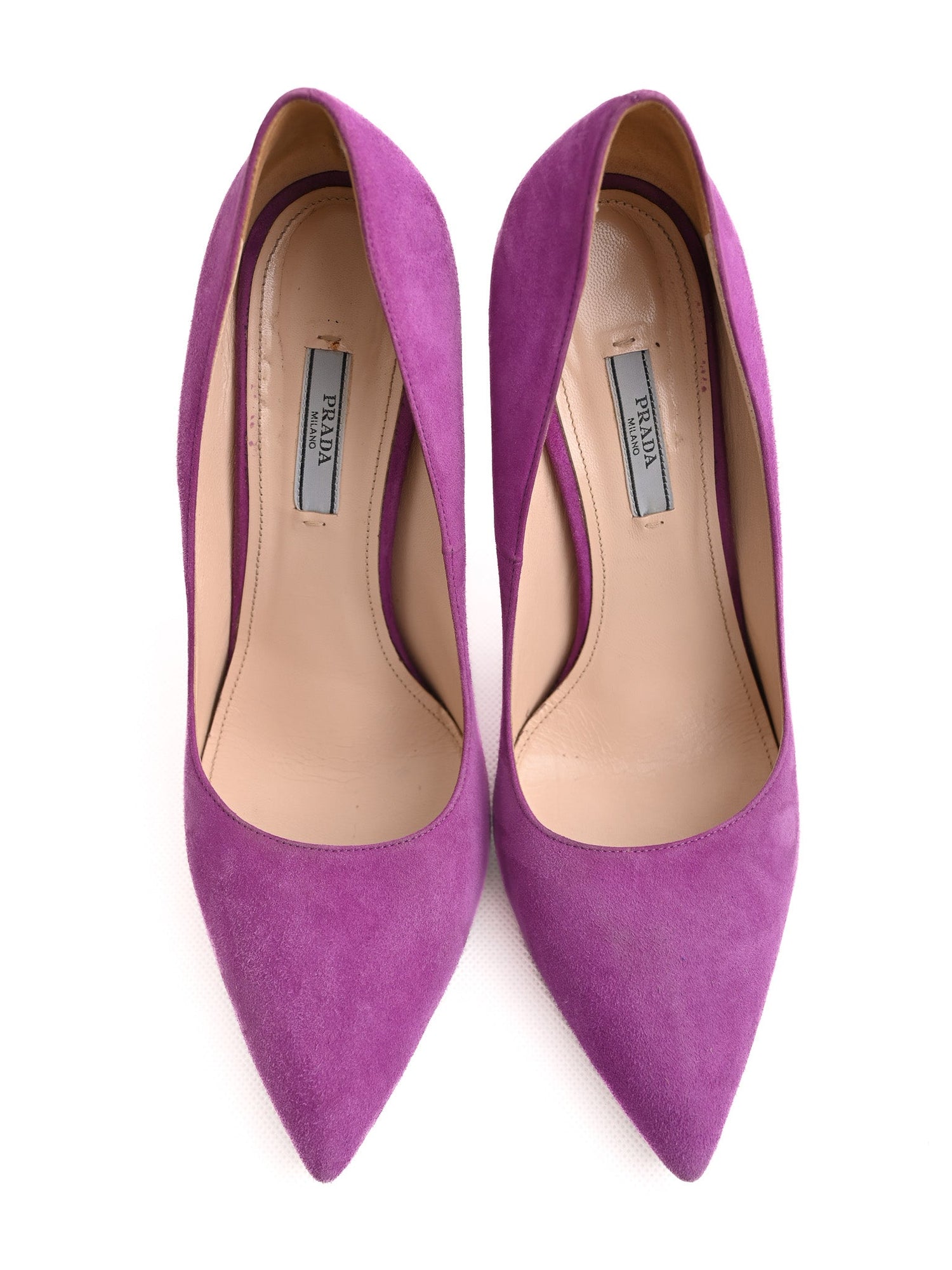 Excellent Prada Purple High-Heeled Shoes Size 40.5 Genuine Suede