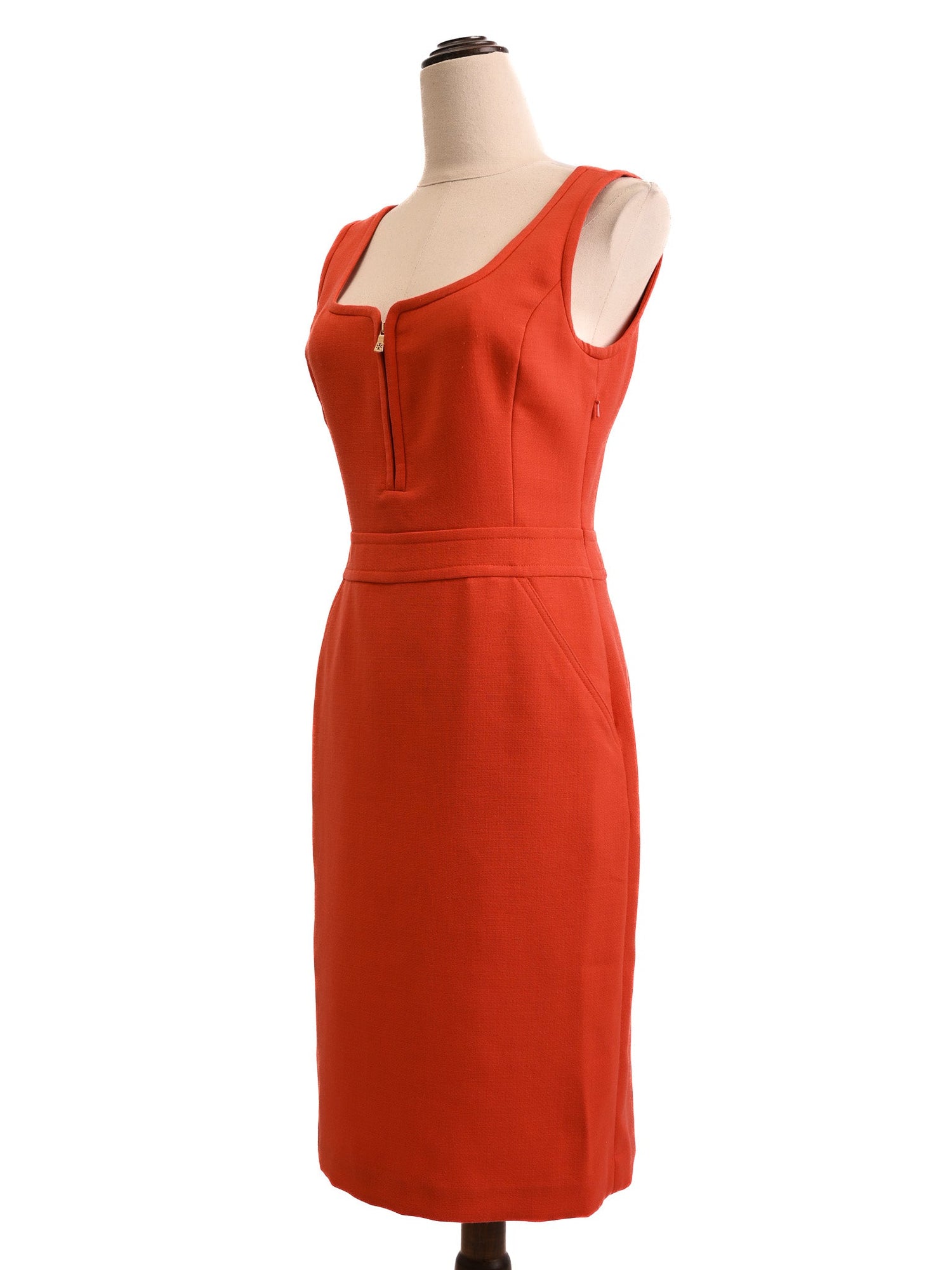 Good Tory Burch Red Sleeveless Dress XS with Zipper Detail
