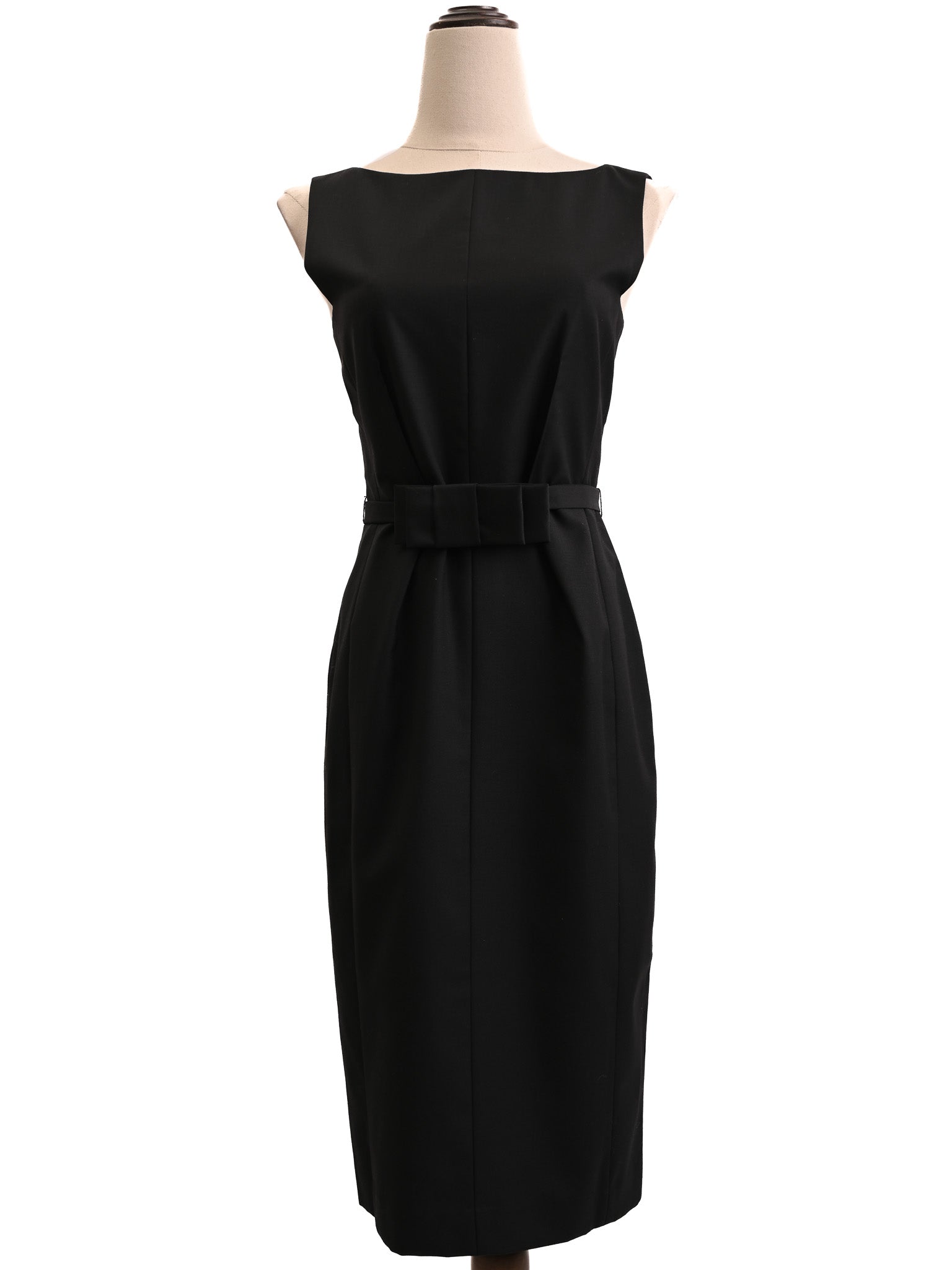 Ted Baker Black Cotton Dress XS - Elegant Sleeveless with Belted Waist