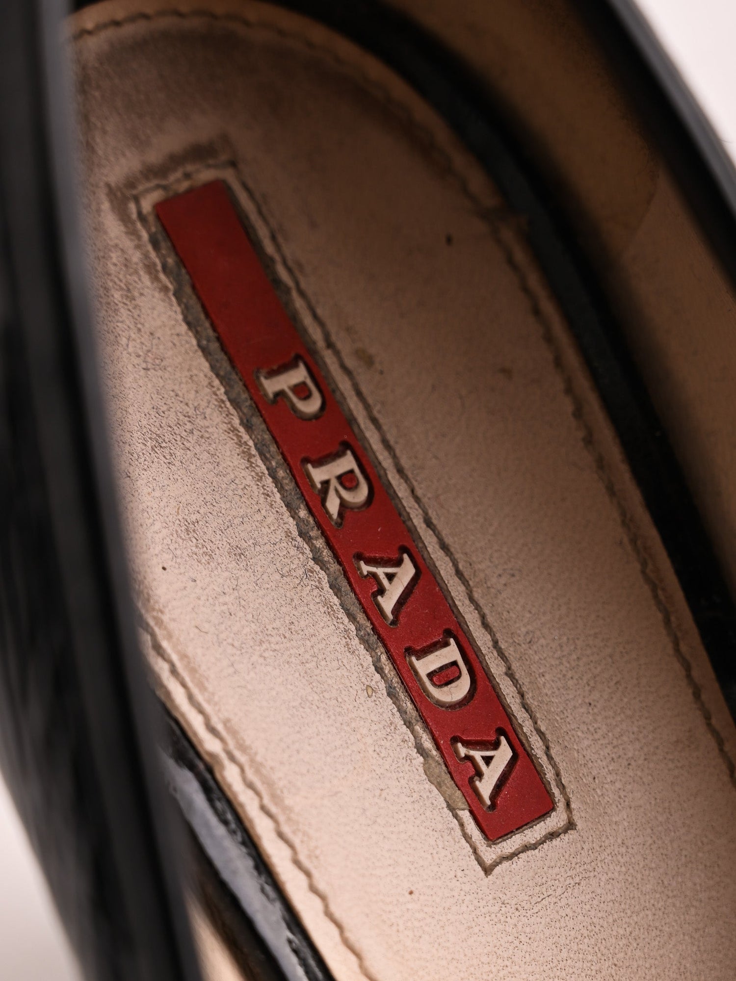 Good Prada Black Lacquer High Heel Loafer Shoes Size 35.5
