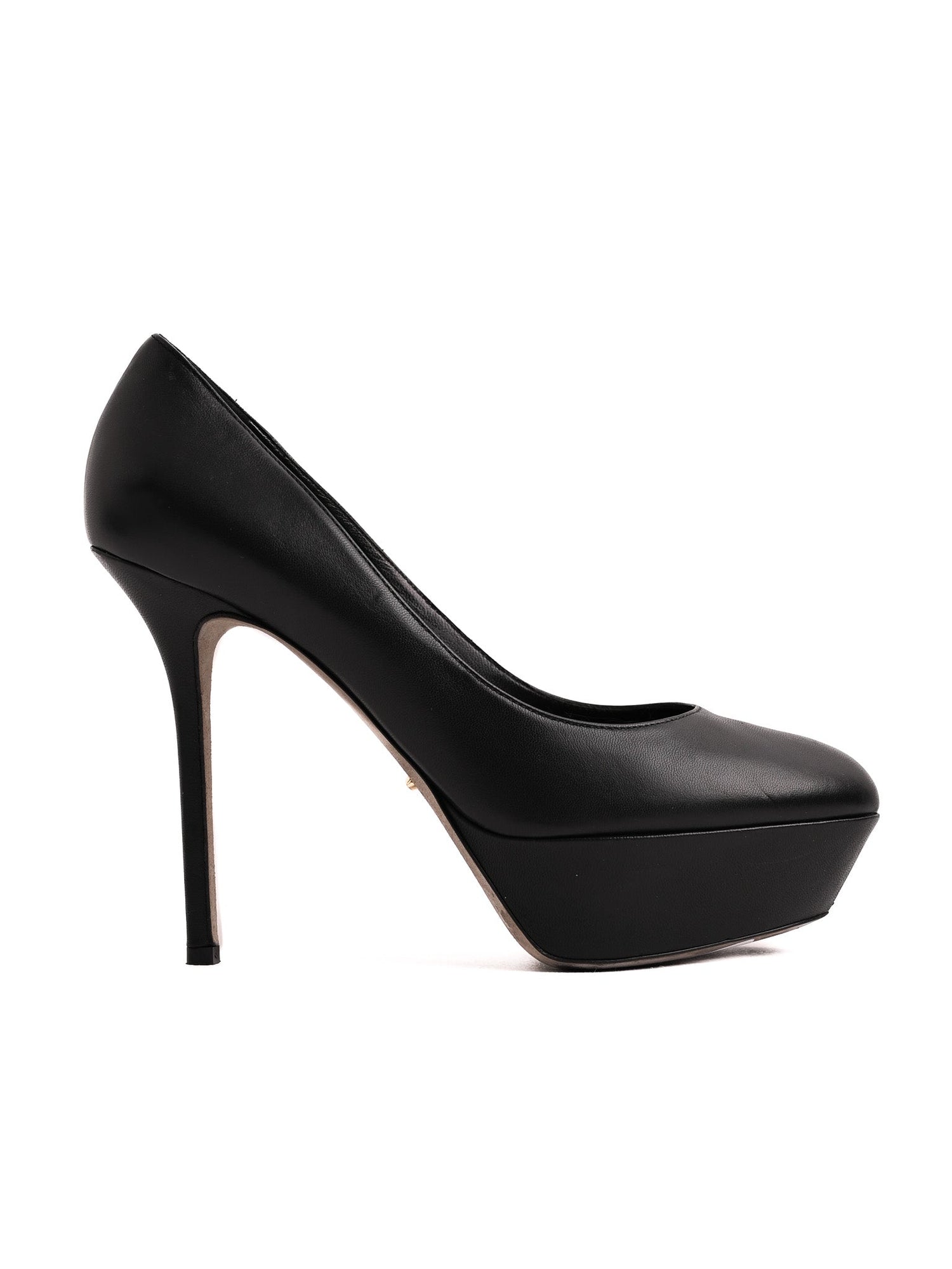 Perfect Sergio Rossi Black Leather High-Heeled Platform Pumps Size 38