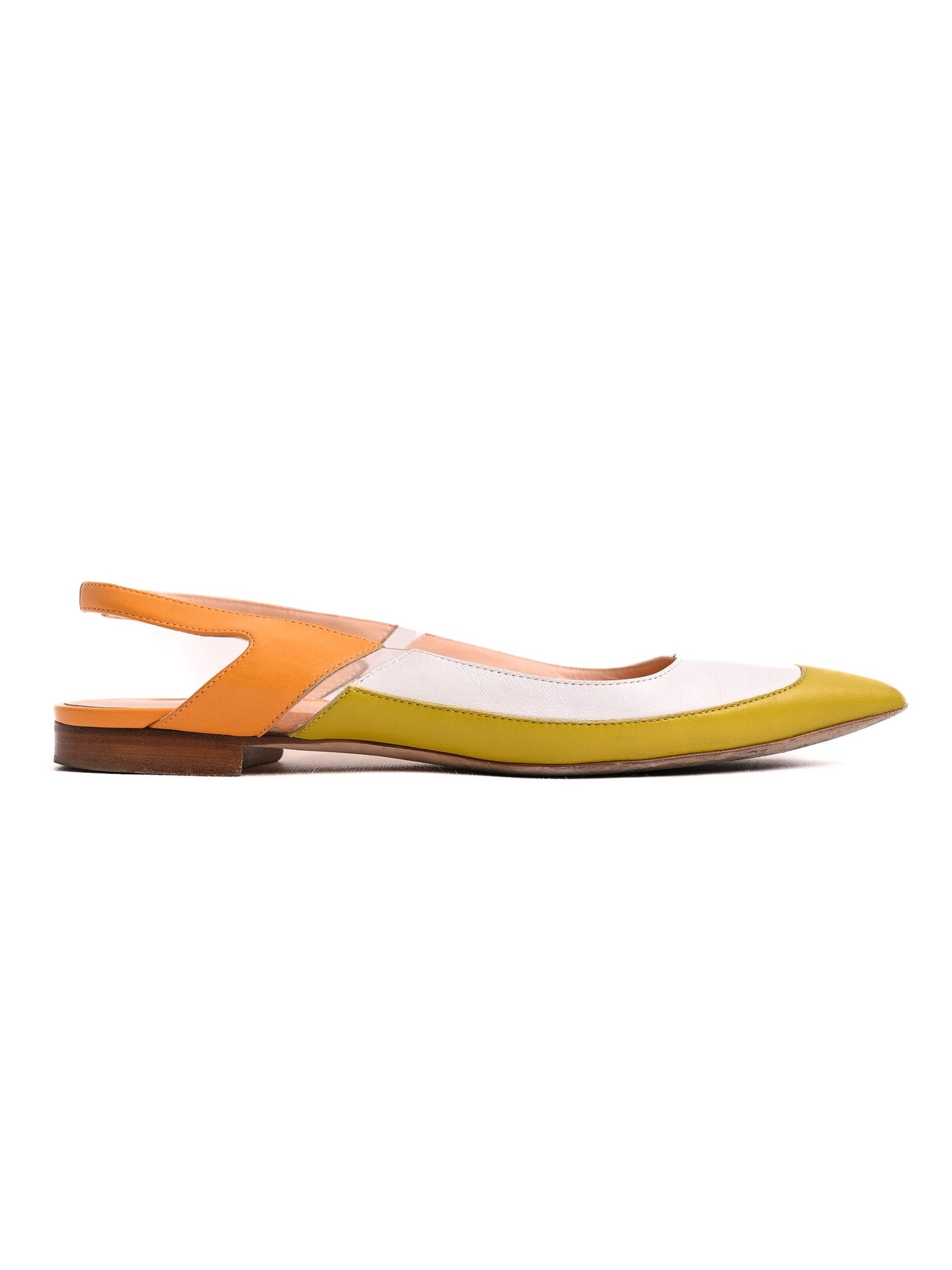 Good Rupert Sanderson Slingback Flats White Leather Size 38
