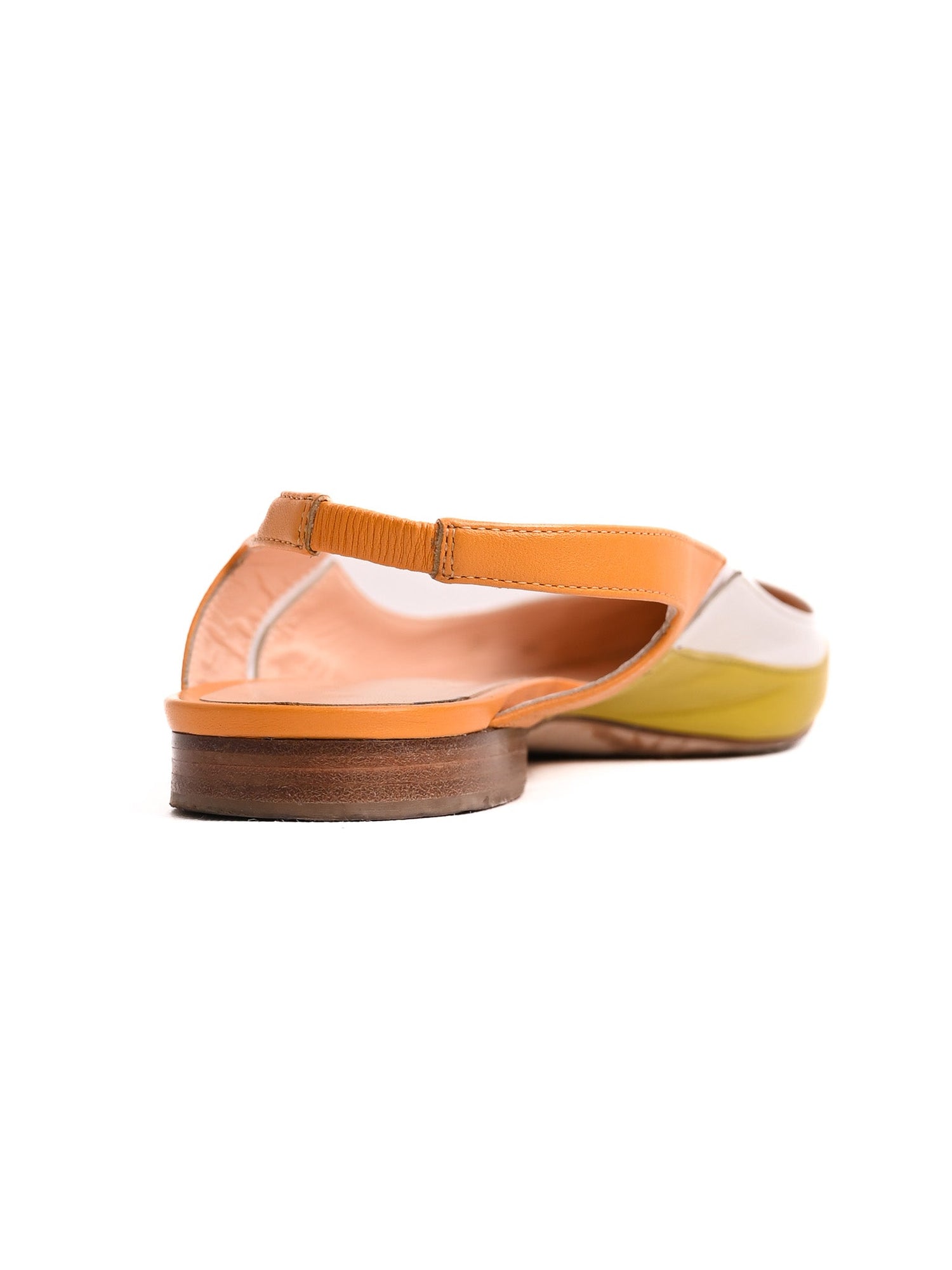 Good Rupert Sanderson Slingback Flats White Leather Size 38