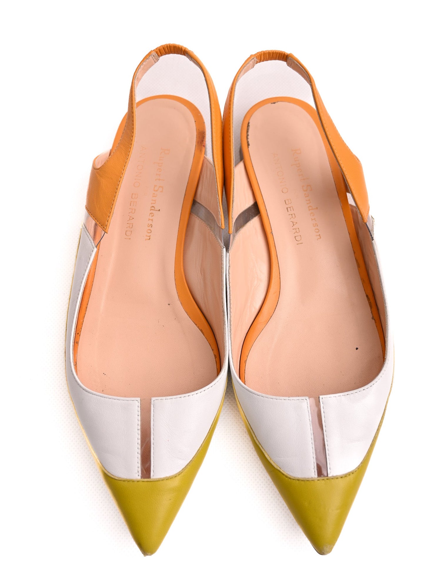 Good Rupert Sanderson Slingback Flats White Leather Size 38