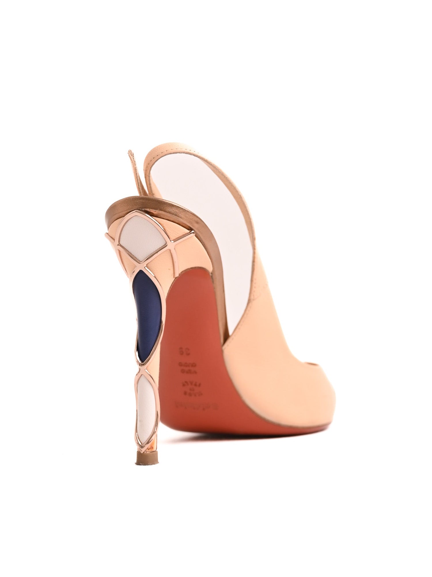 Excellent Baldinini White Leather High Heel Slingback Shoes