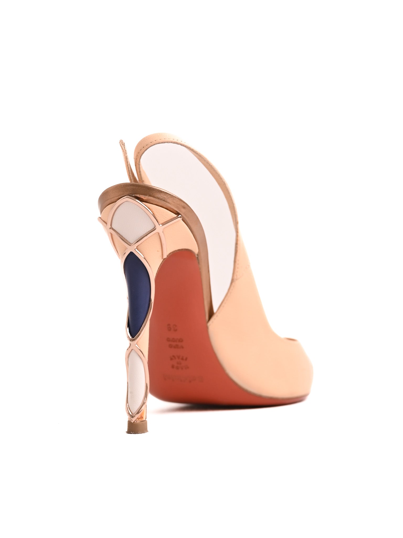 Excellent Baldinini White Leather High Heel Slingback Shoes