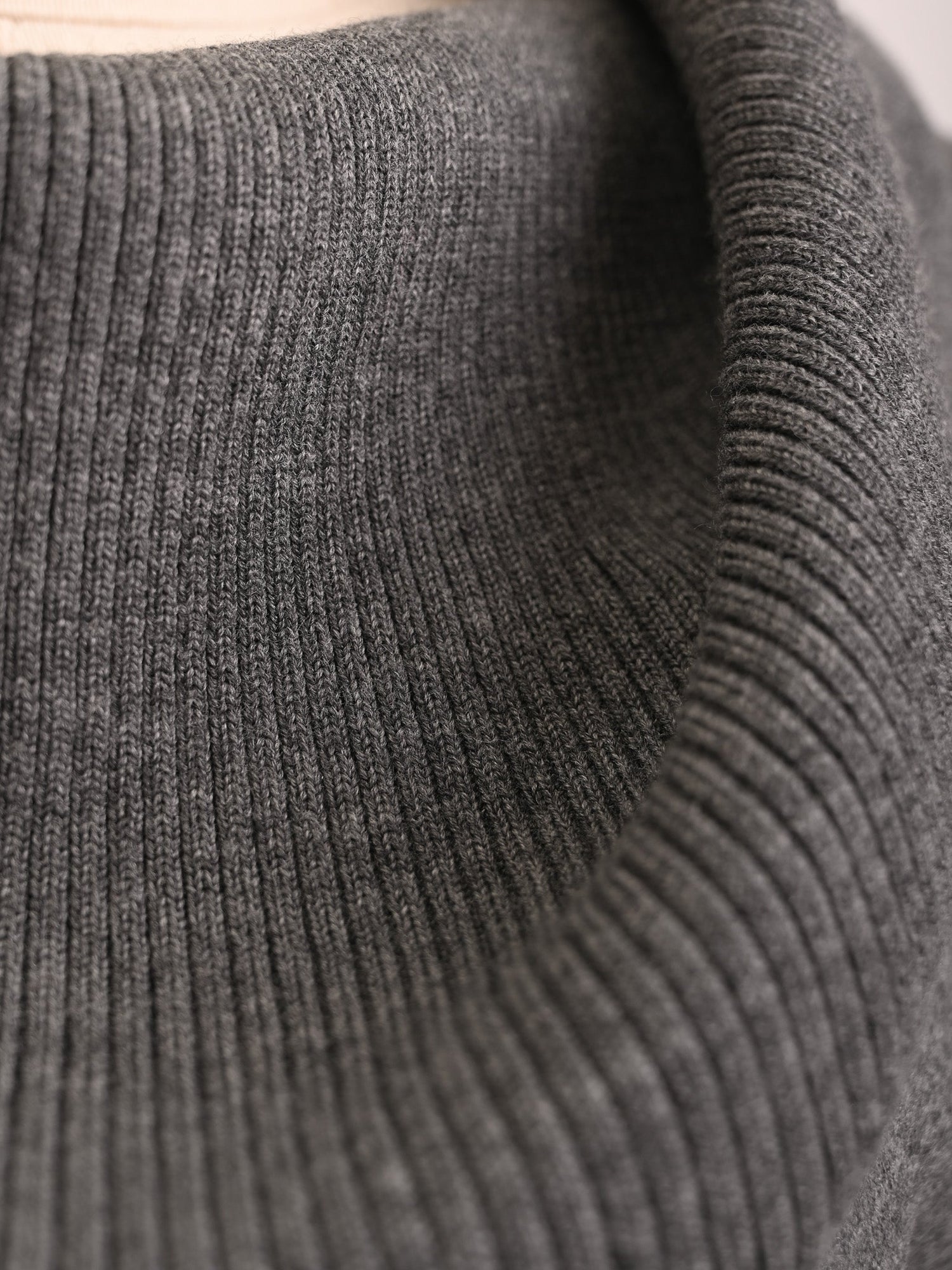 Escada Gray Wool Knit Sweater Dress Cowl Neck Size M Excellent
