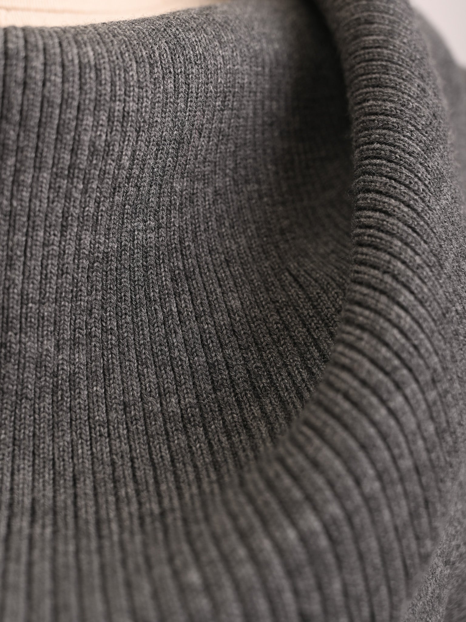 Escada Gray Wool Knit Sweater Dress Cowl Neck Size M Excellent