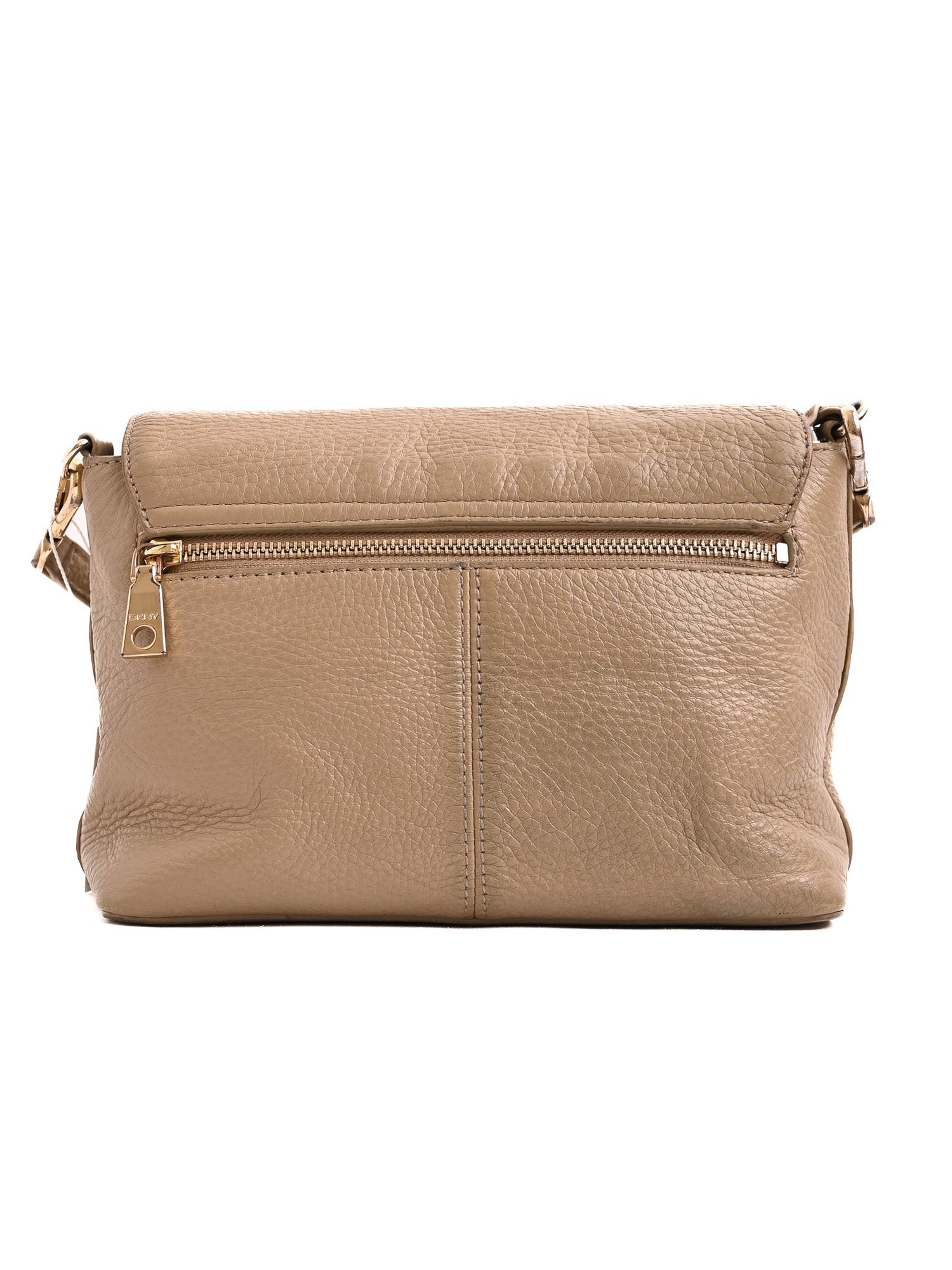 DKNY Gray Pebbled Leather Handbag with Structured Design