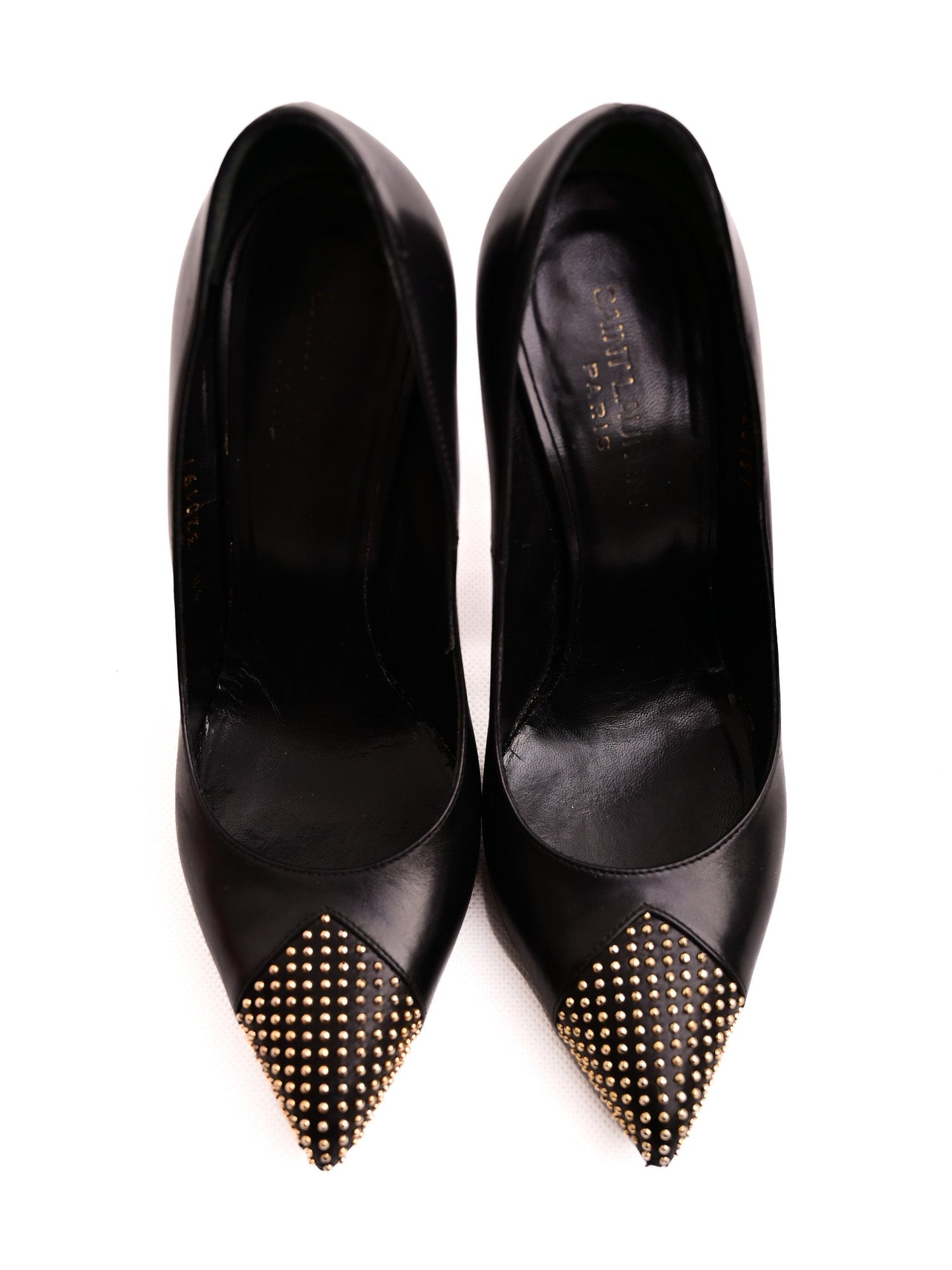Good Yves Saint Laurent Black Leather High-Heeled Shoes Size 36.5