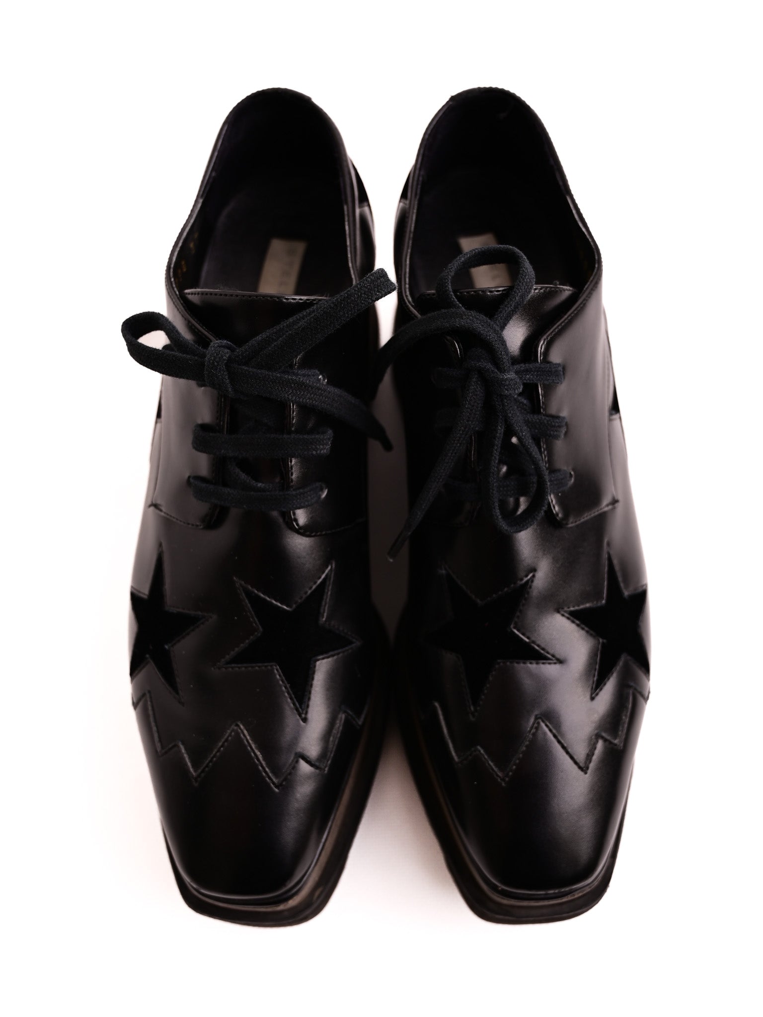 Excellent Stella McCartney Black Leather Platform Shoes Size 37
