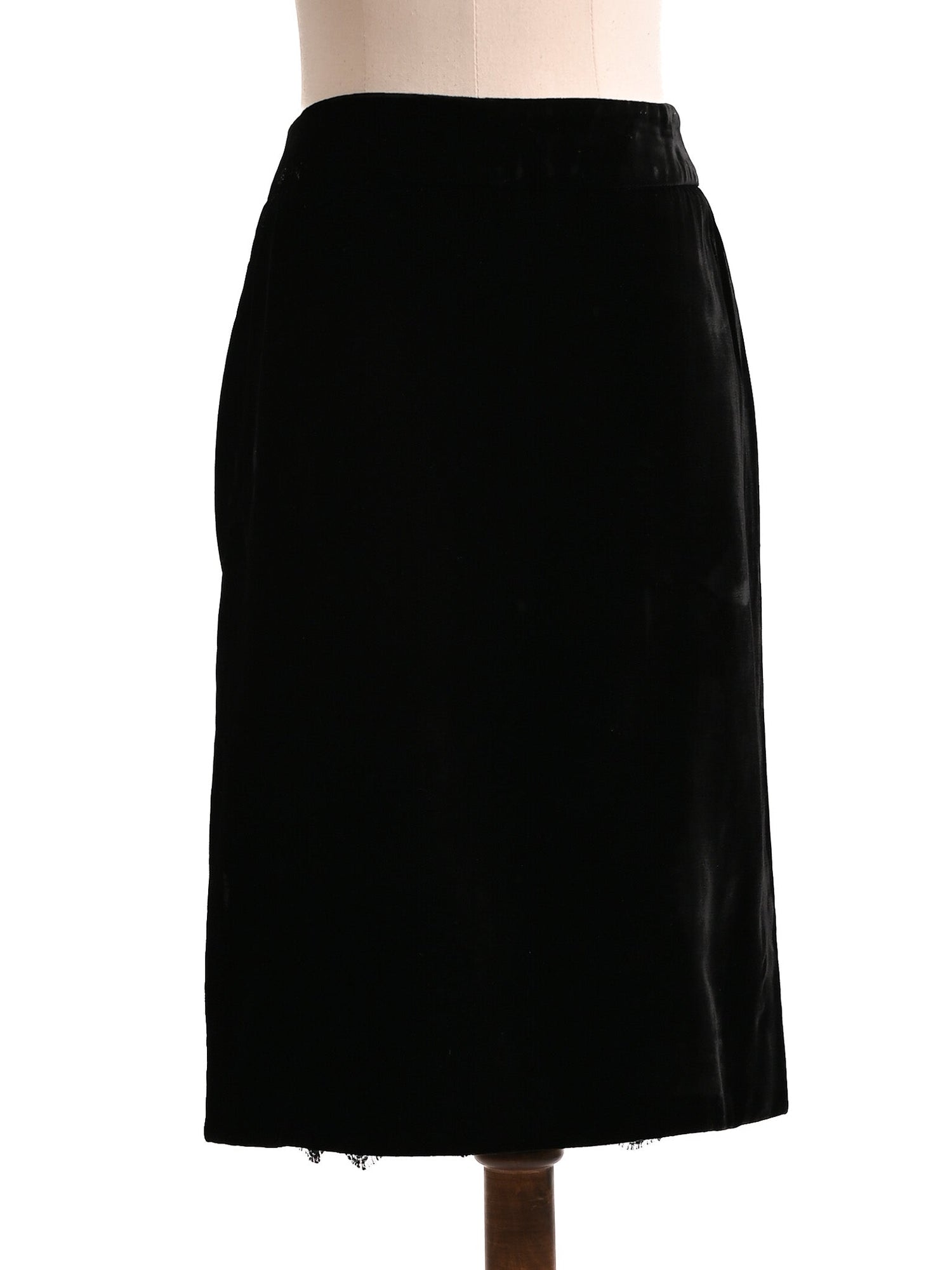 Good Valentino Black Velvet Skirt with Lace Trim Size S