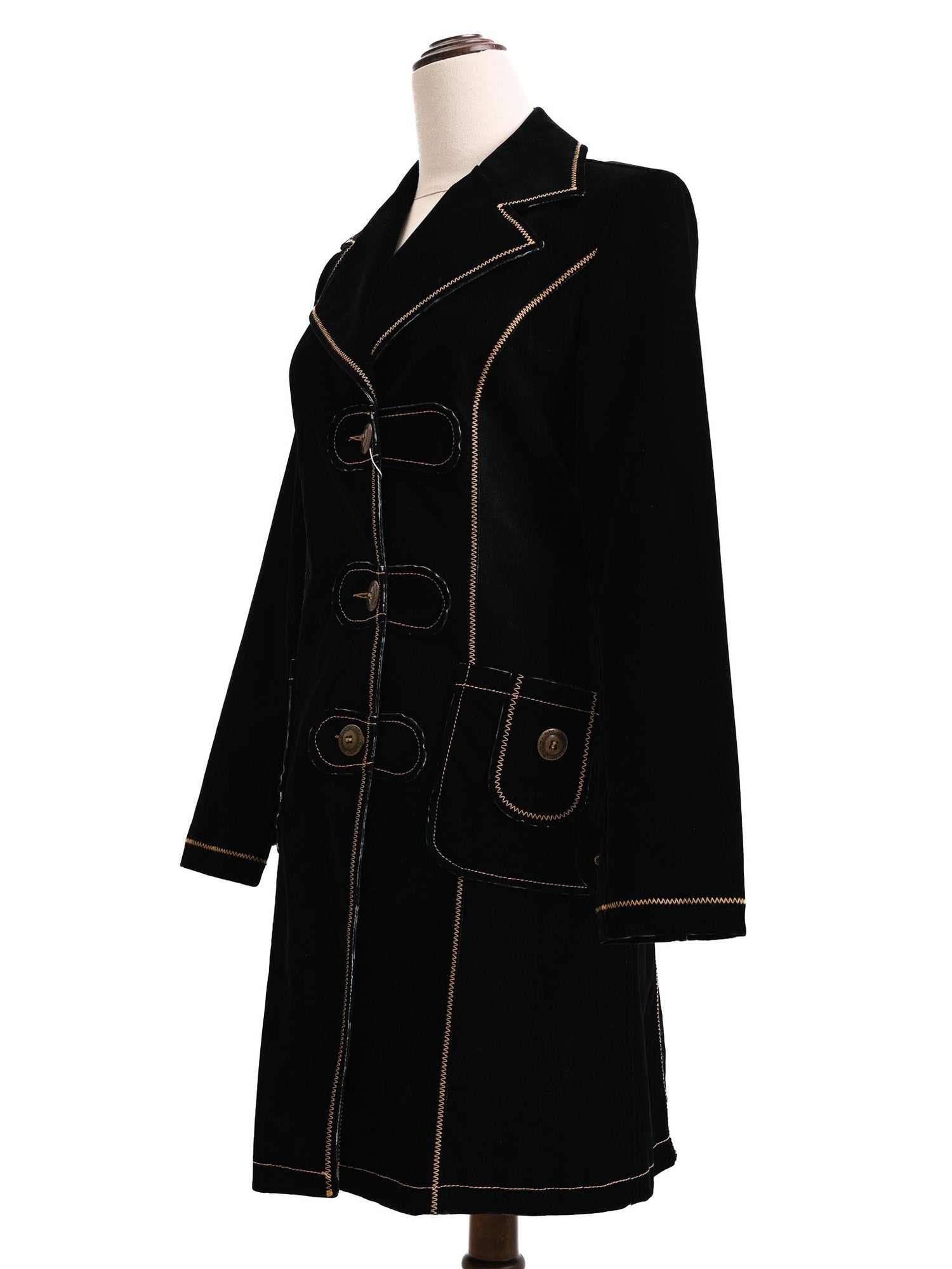 Excellent Byblos Black Viscose Coat Size S with Button Details