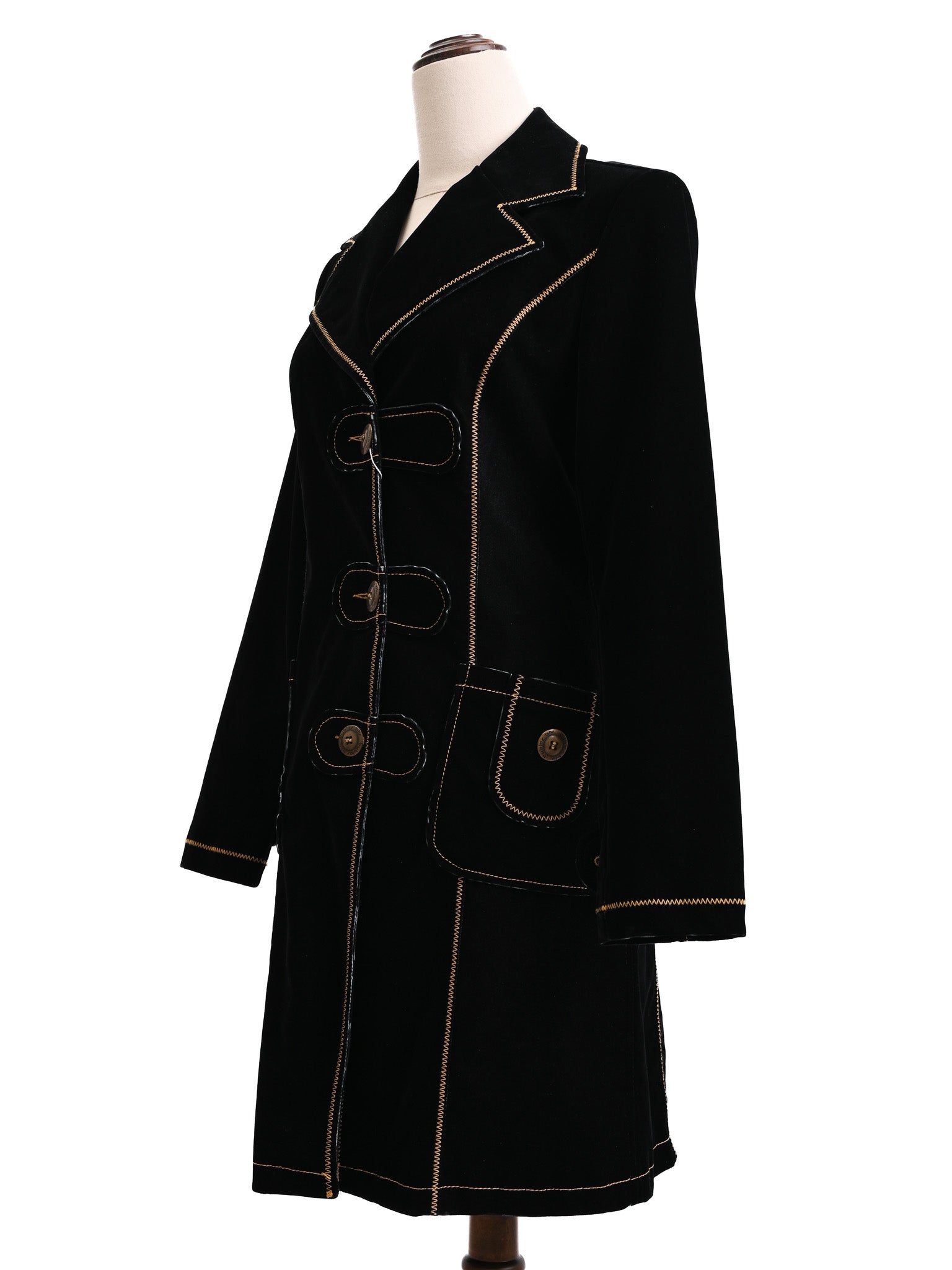 Excellent Byblos Black Viscose Coat Size S with Button Details