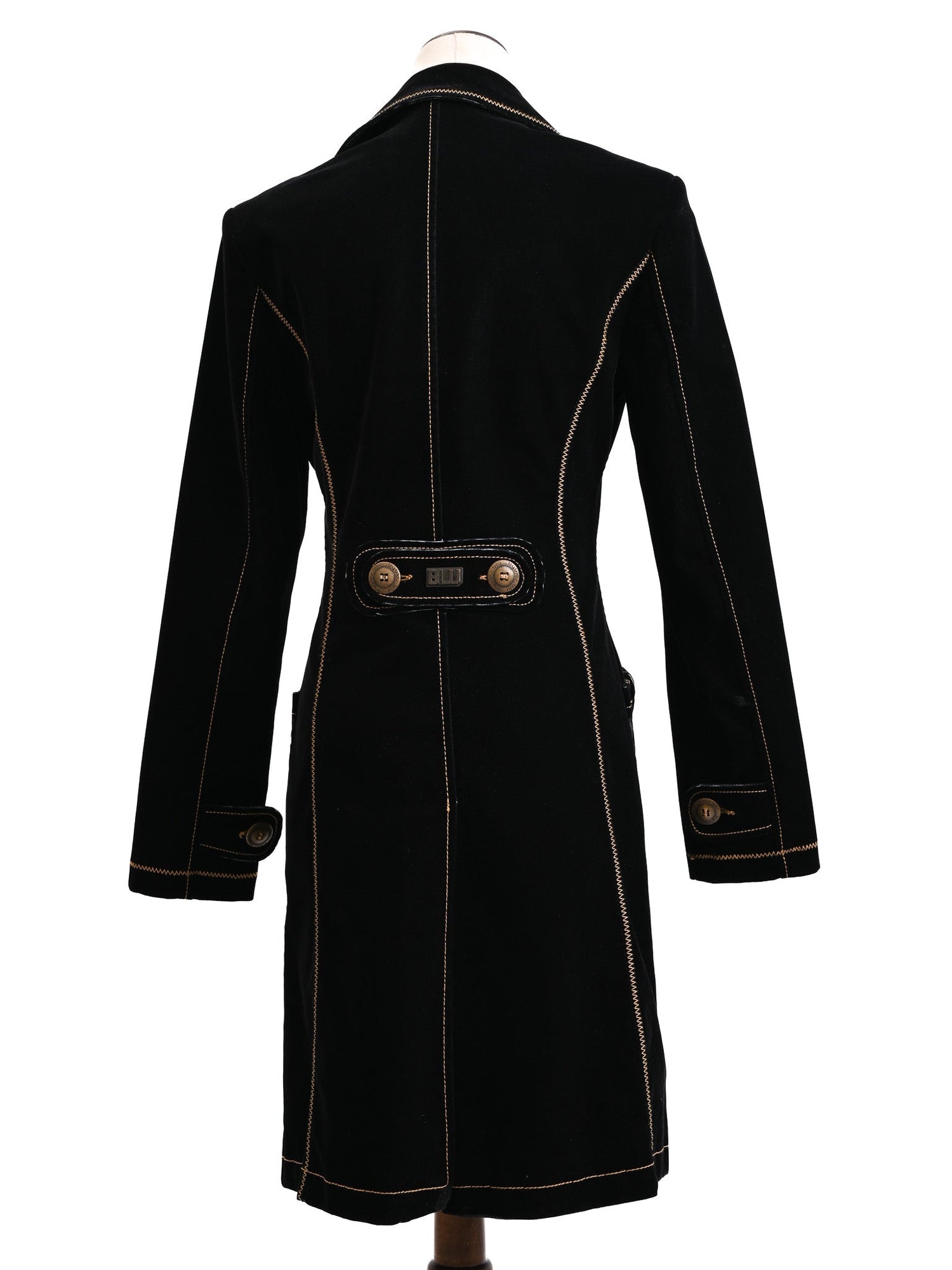 Excellent Byblos Black Viscose Coat Size S with Button Details
