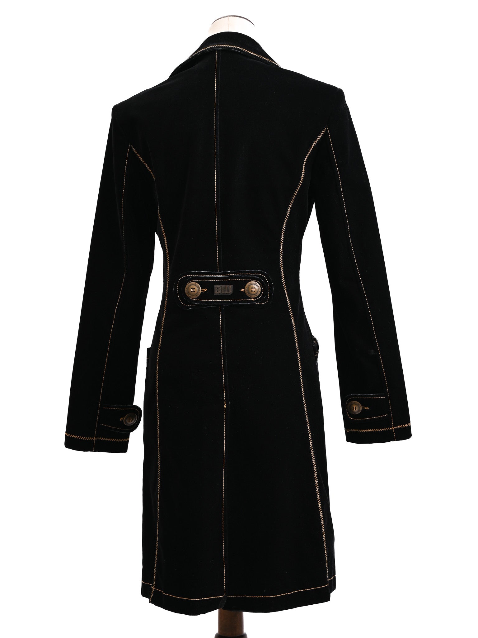 Excellent Byblos Black Viscose Coat Size S with Button Details