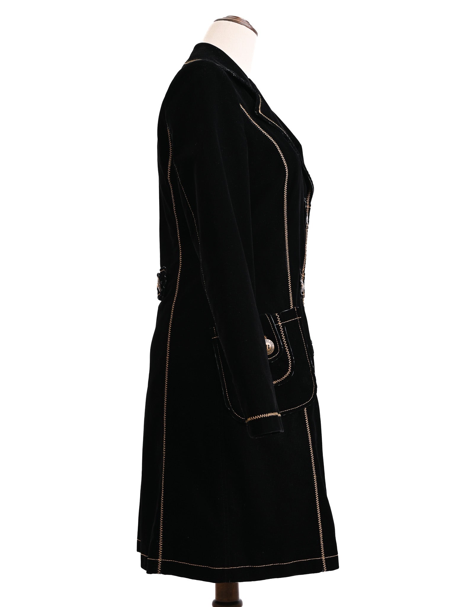Excellent Byblos Black Viscose Coat Size S with Button Details