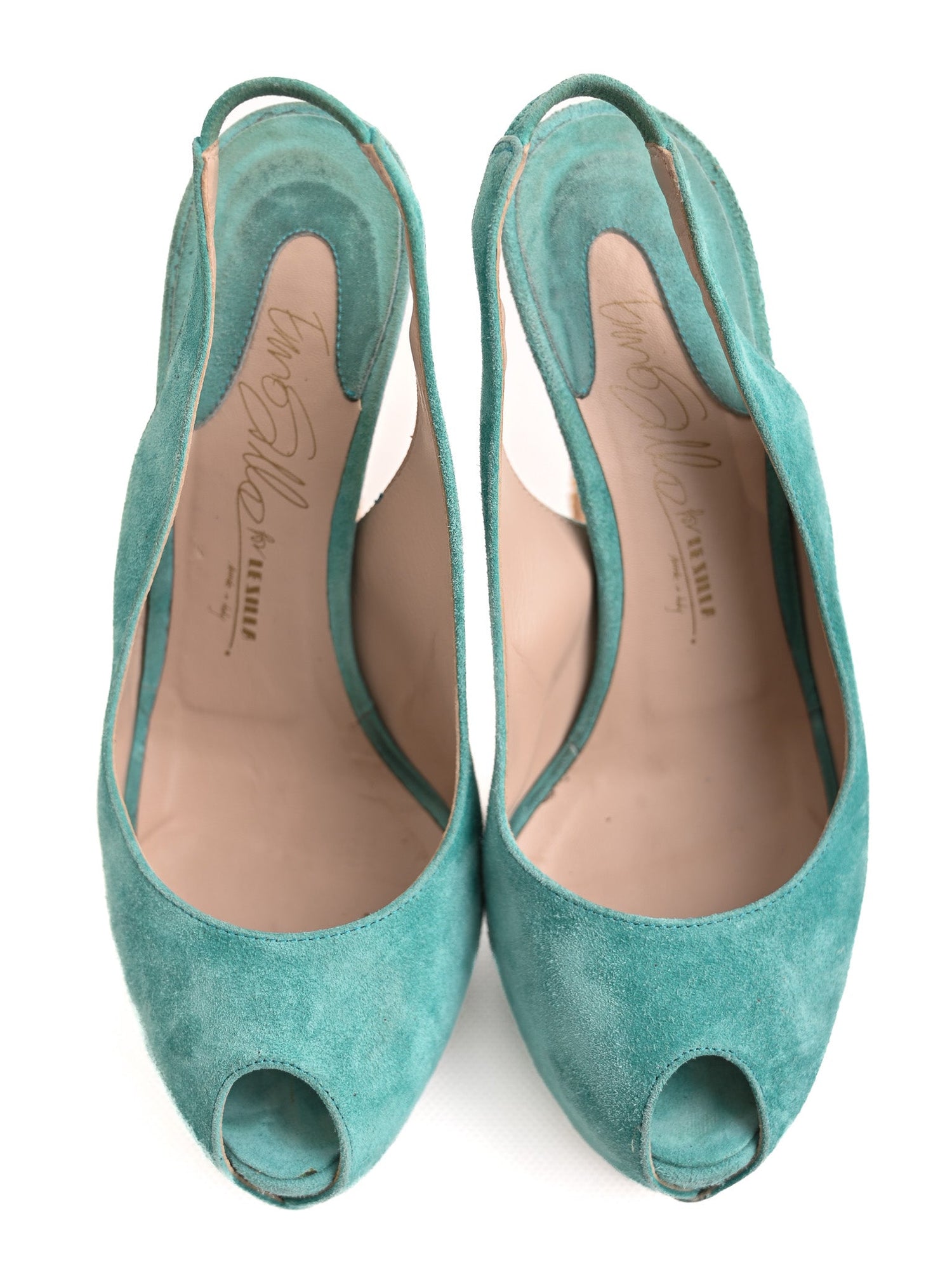 Excellent Lesilla Blue Leather High Heels Size 39 Slingback