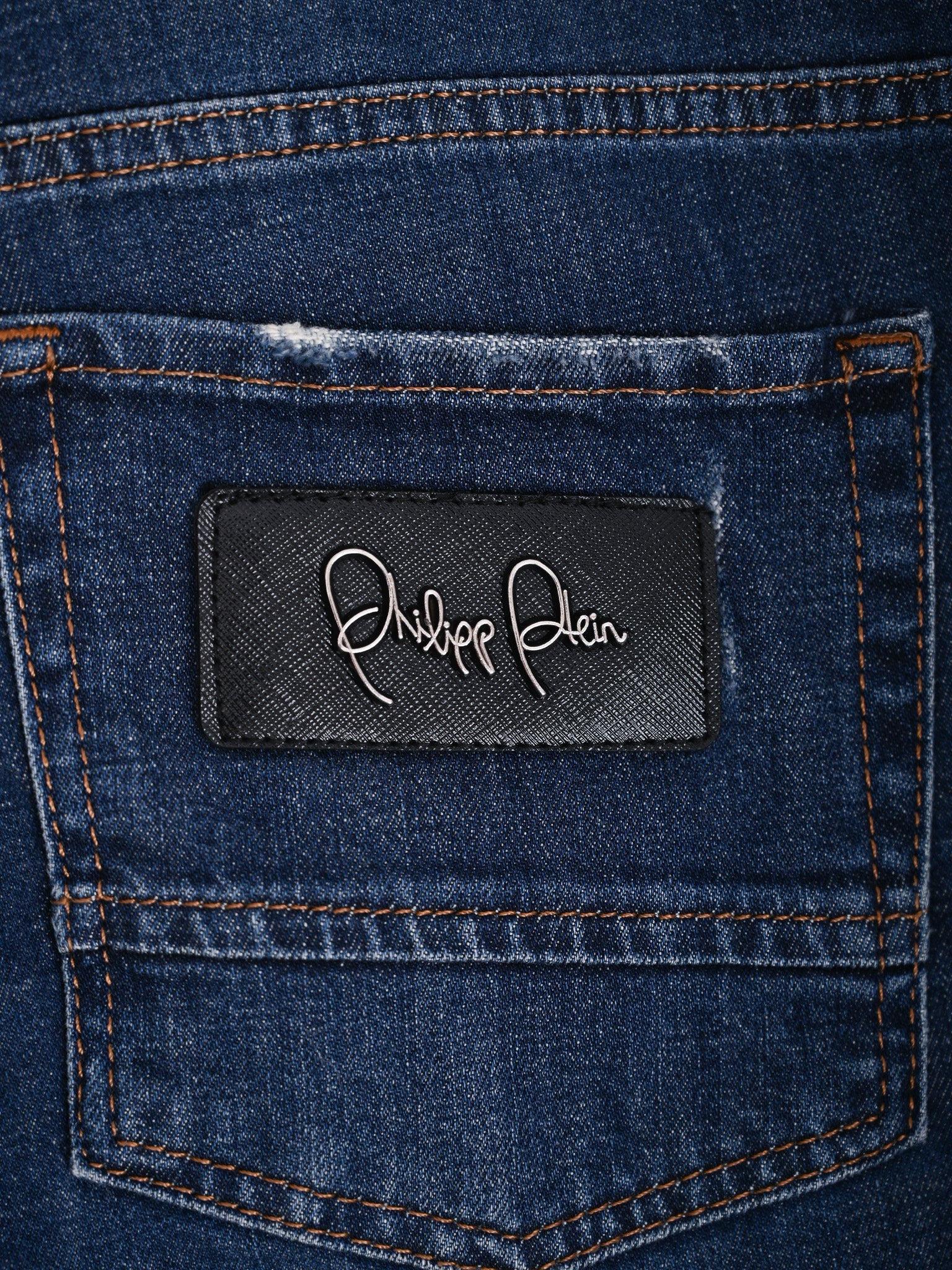 Excellent Phillipp Plein Blue Denim Jeans Size M with Distressing