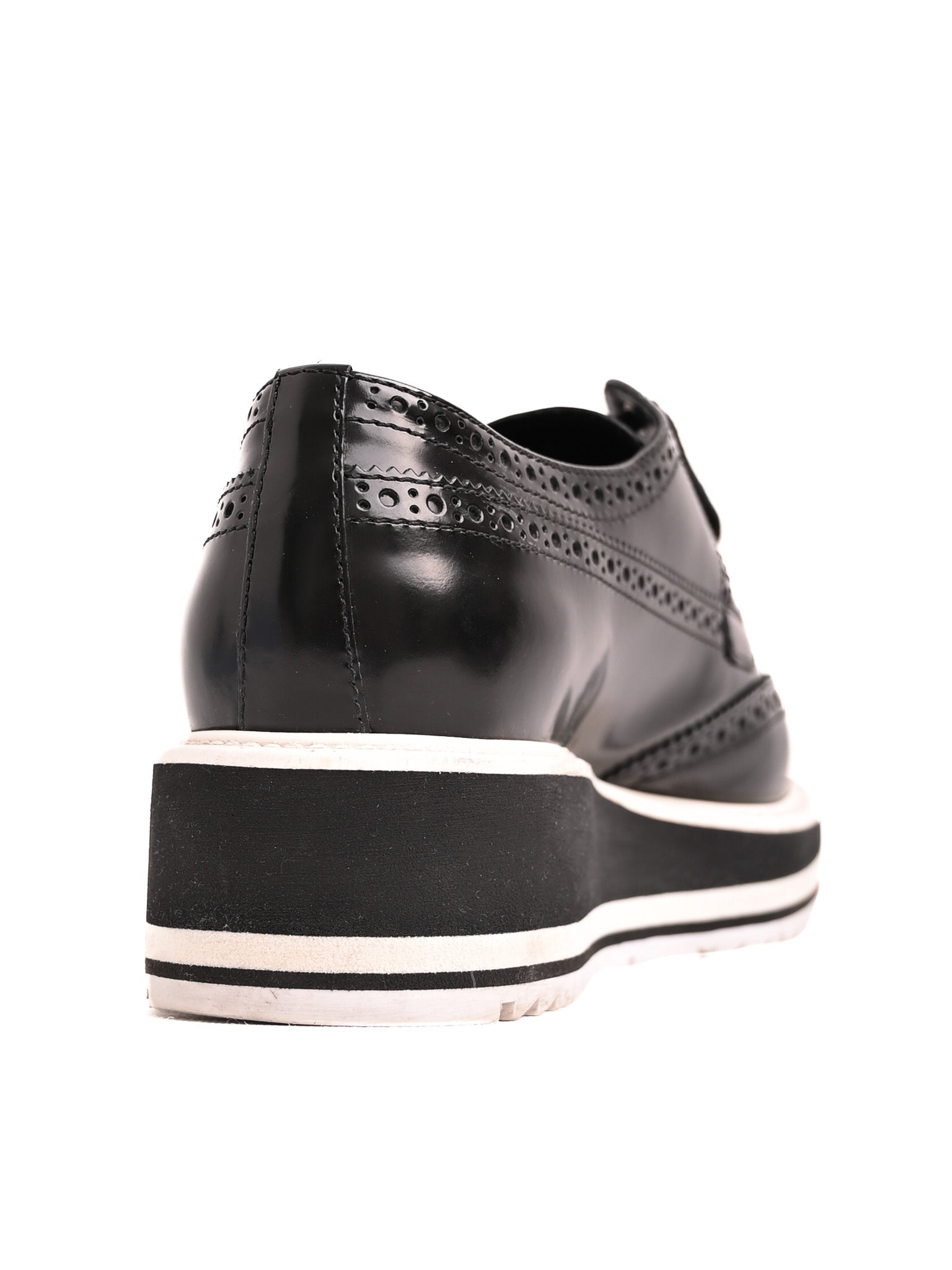 Good Prada Black Leather Brogue Platform Shoes Women