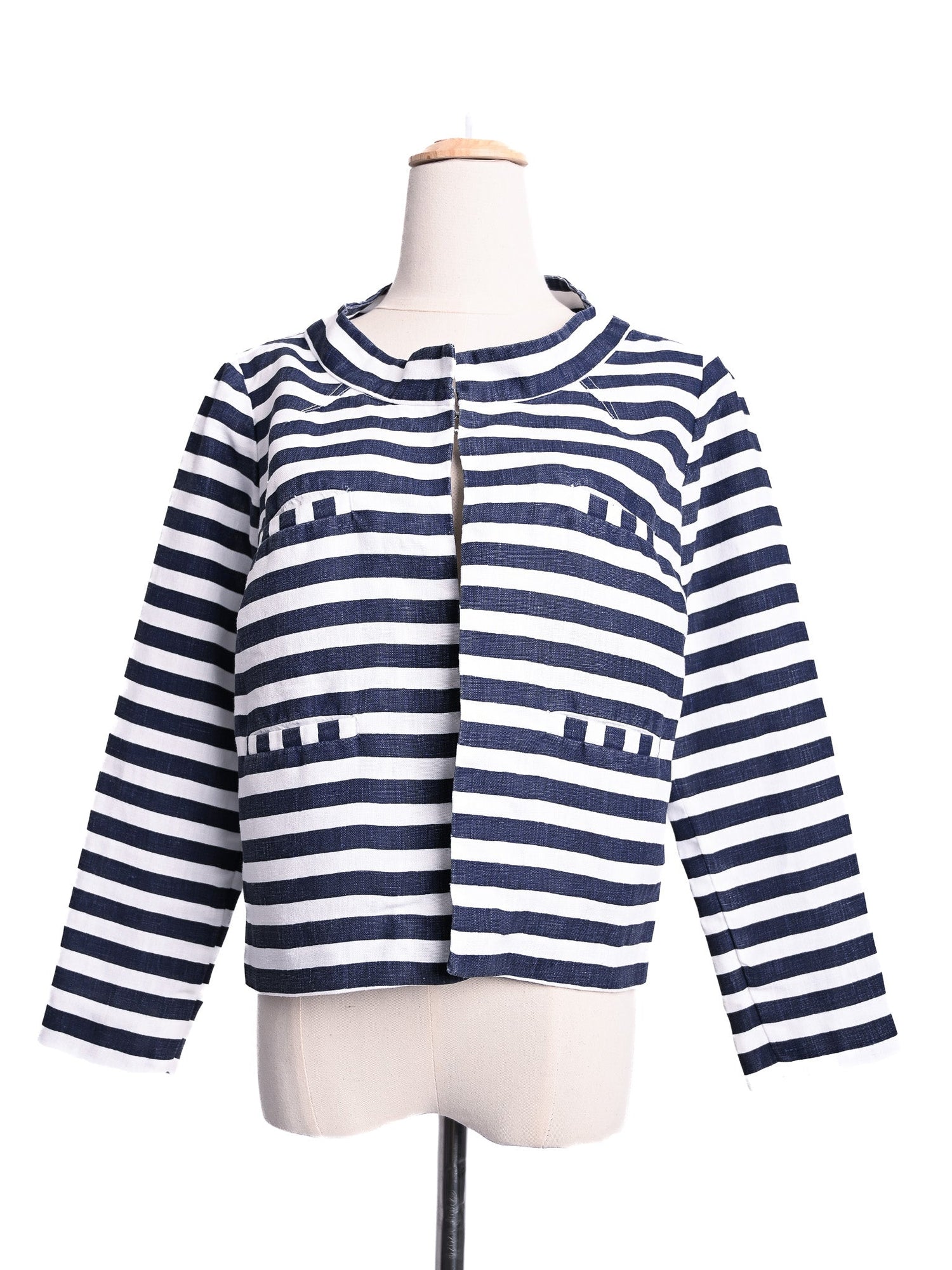 NEW 120% Lino Blue and White Striped Jacket Women&