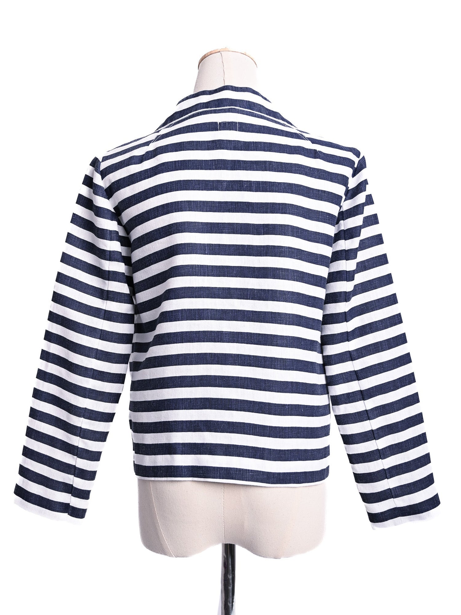 NEW 120% Lino Blue and White Striped Jacket Women&