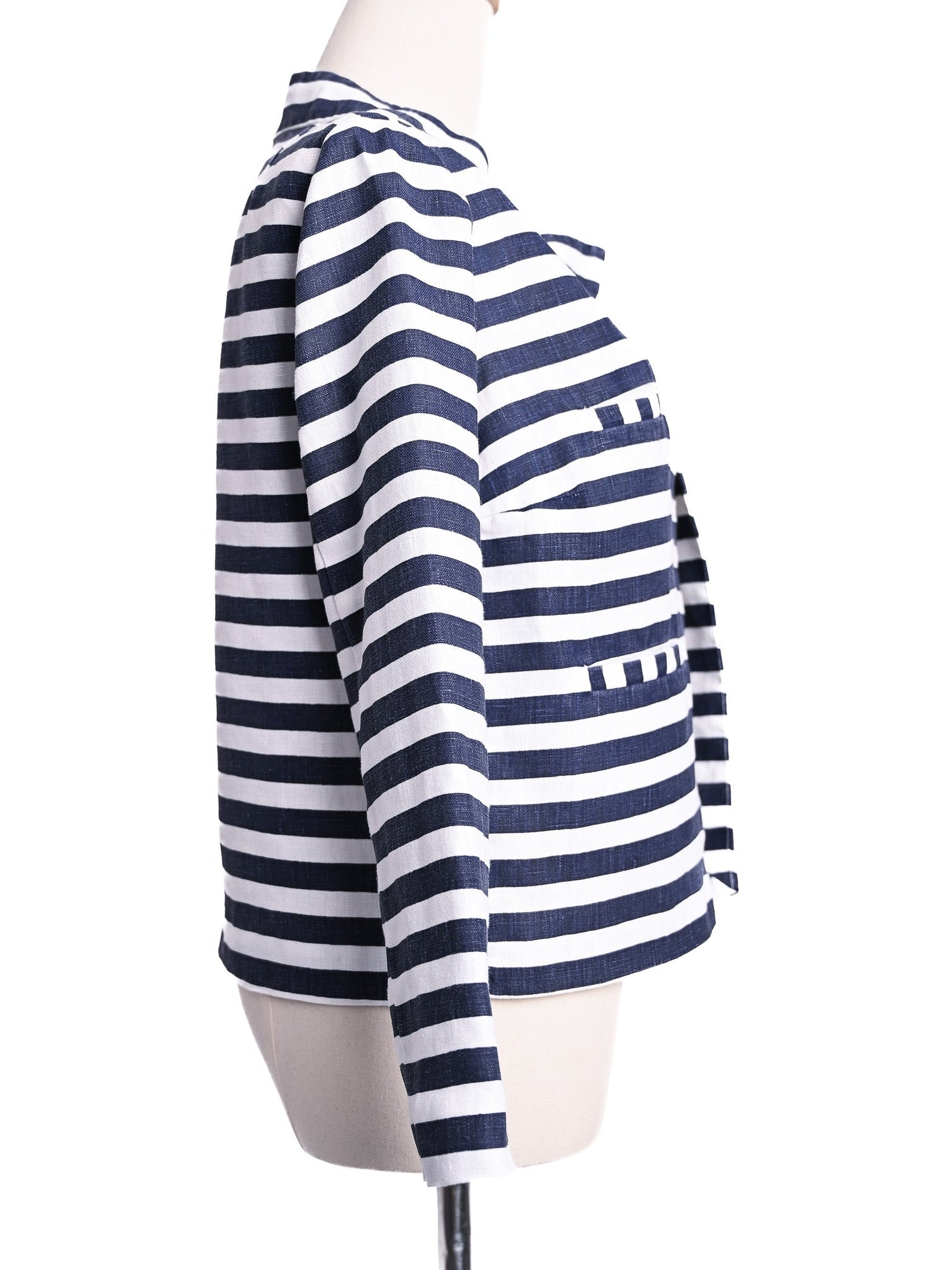NEW 120% Lino Blue and White Striped Jacket Women&