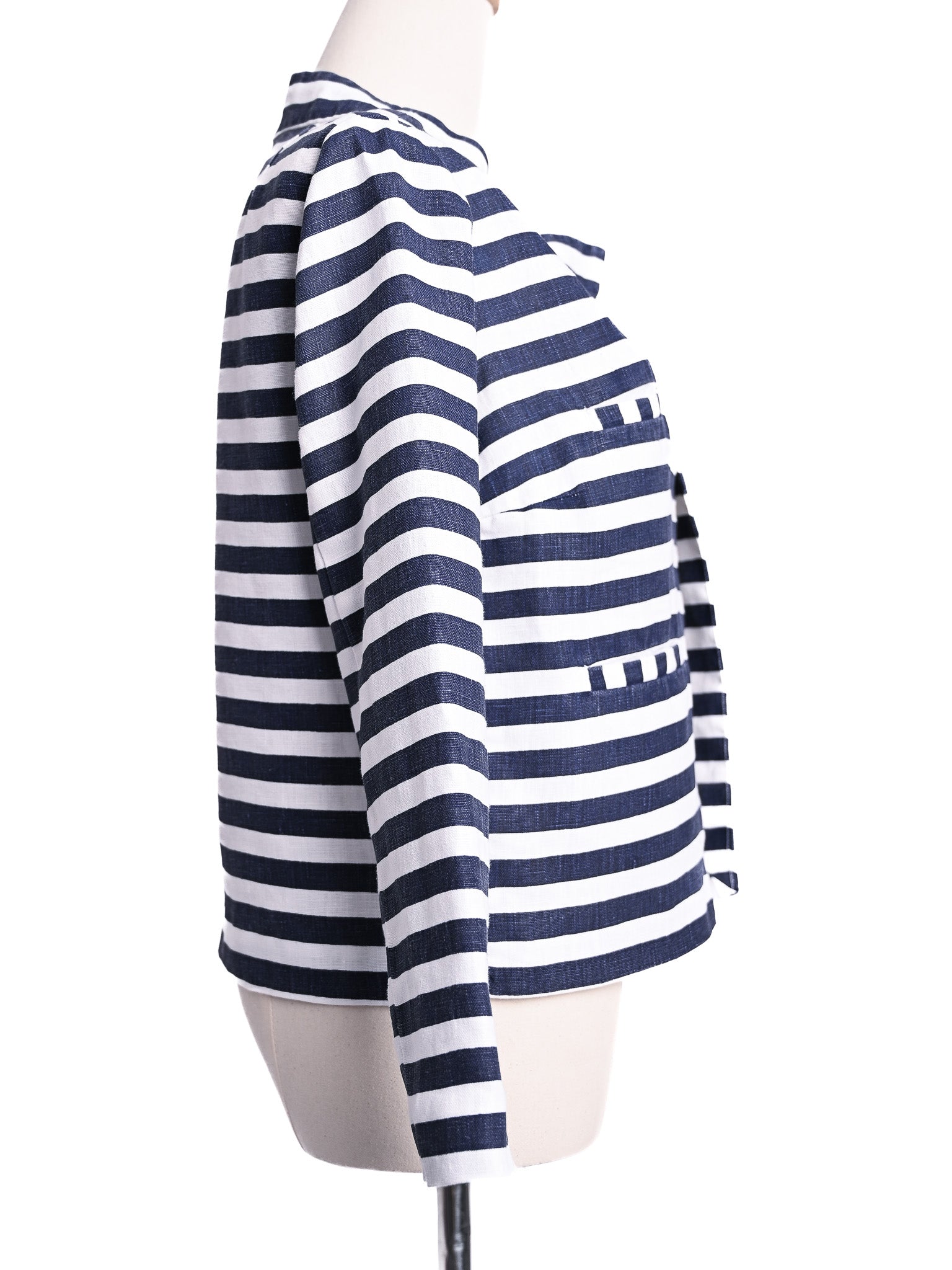 NEW 120% Lino Blue and White Striped Jacket Women&