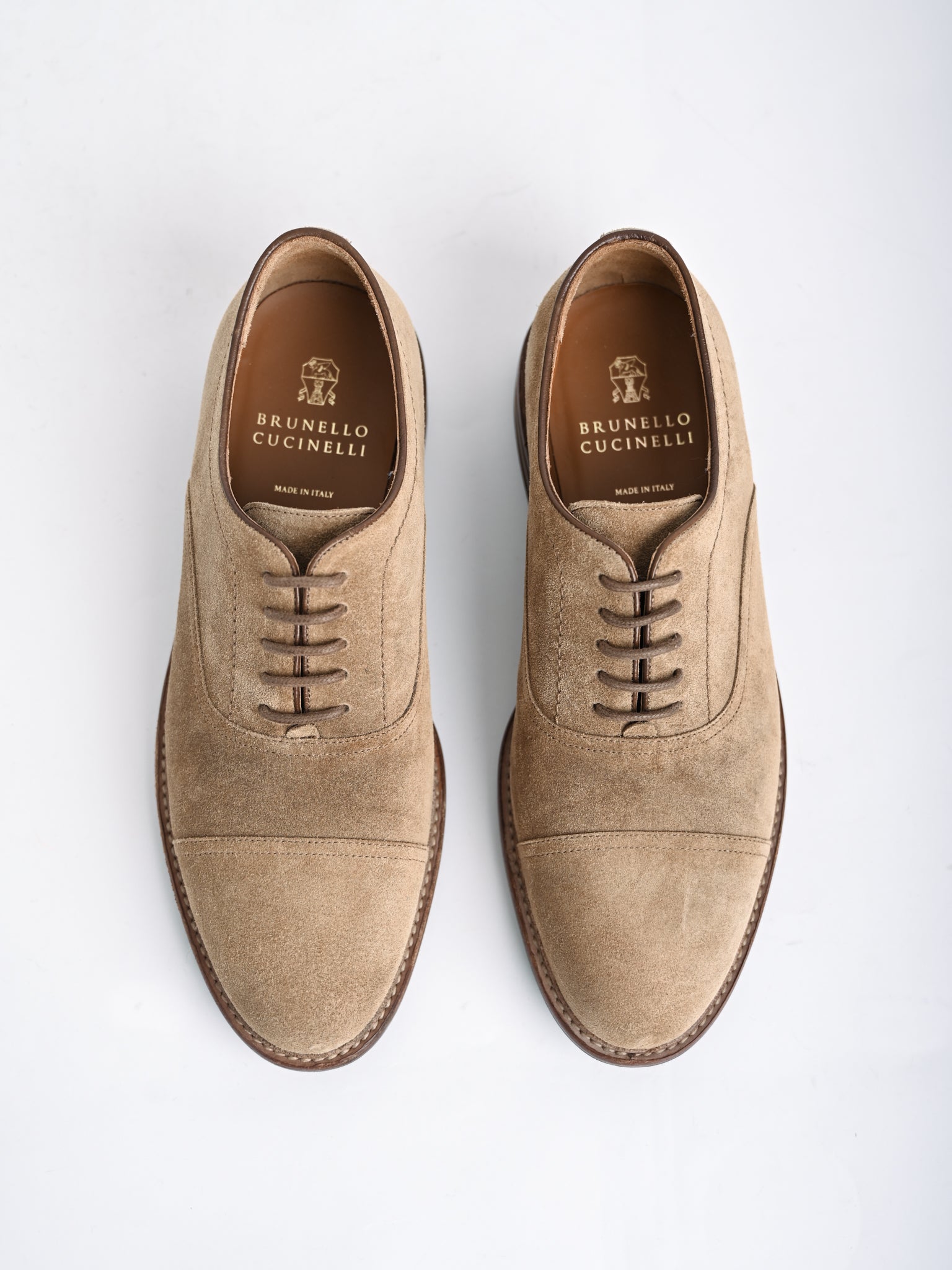 NEW Brunello Cucinelli Orange Leather Oxford Shoes Size 42