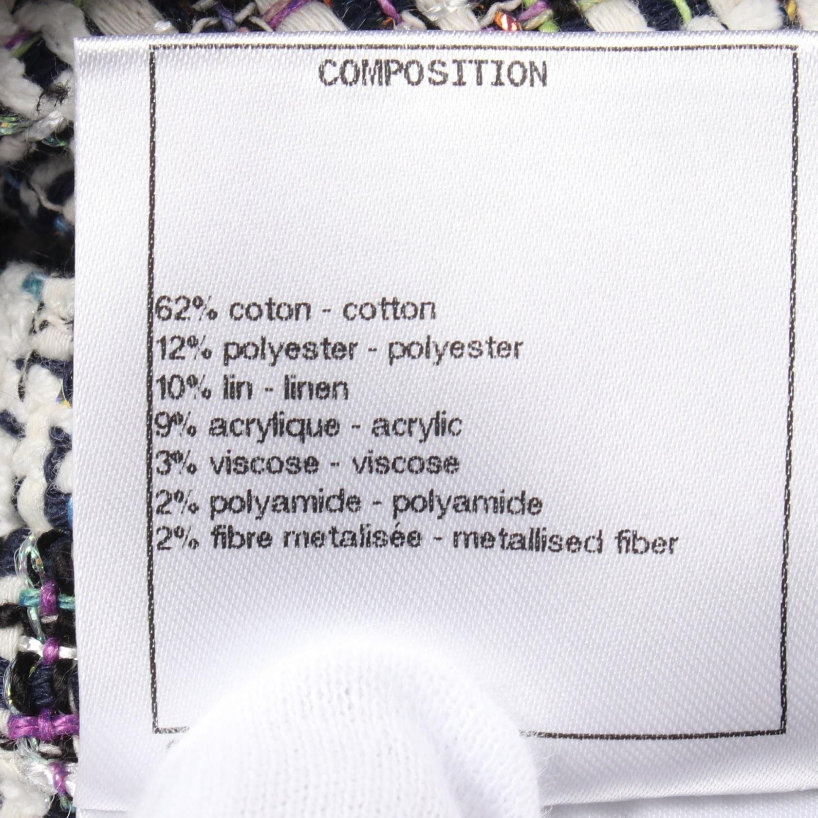 Chanel White Navy Multicolor Coco Mark Dress Fabric P 58812
