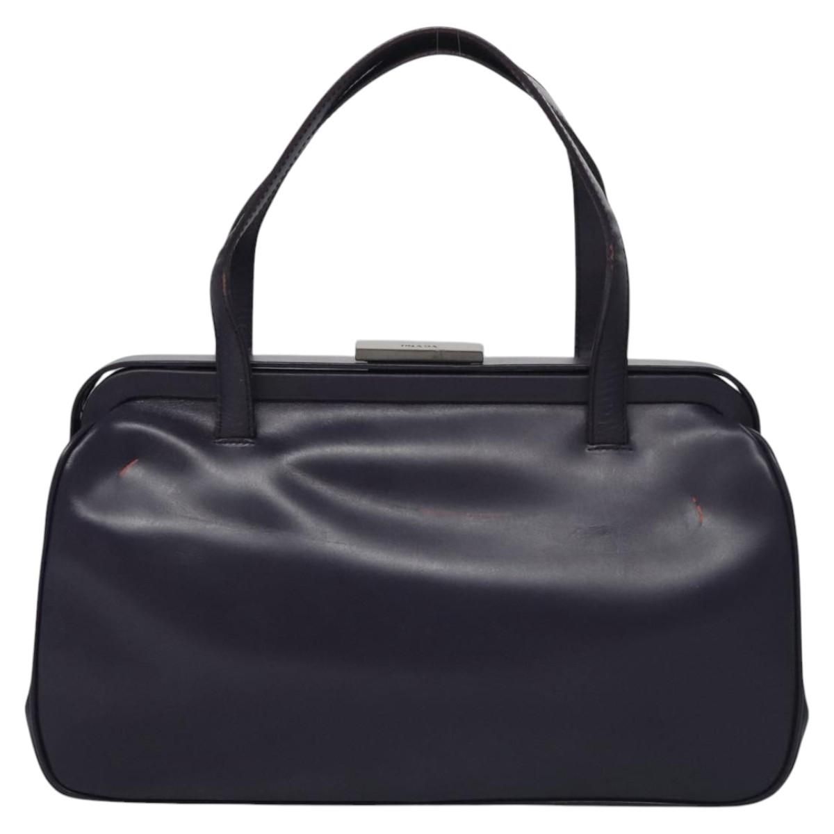 Prada Hand Bag Leather Purple Auth