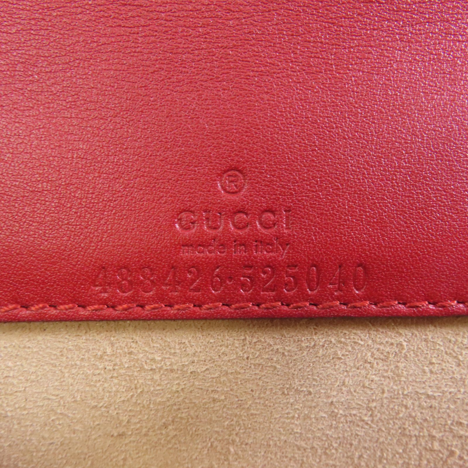 Gucci Cowhide Leather Gg Marmont Gold Bag Crimson Shoulder Bag Red Calfskin (cowhide) 488426