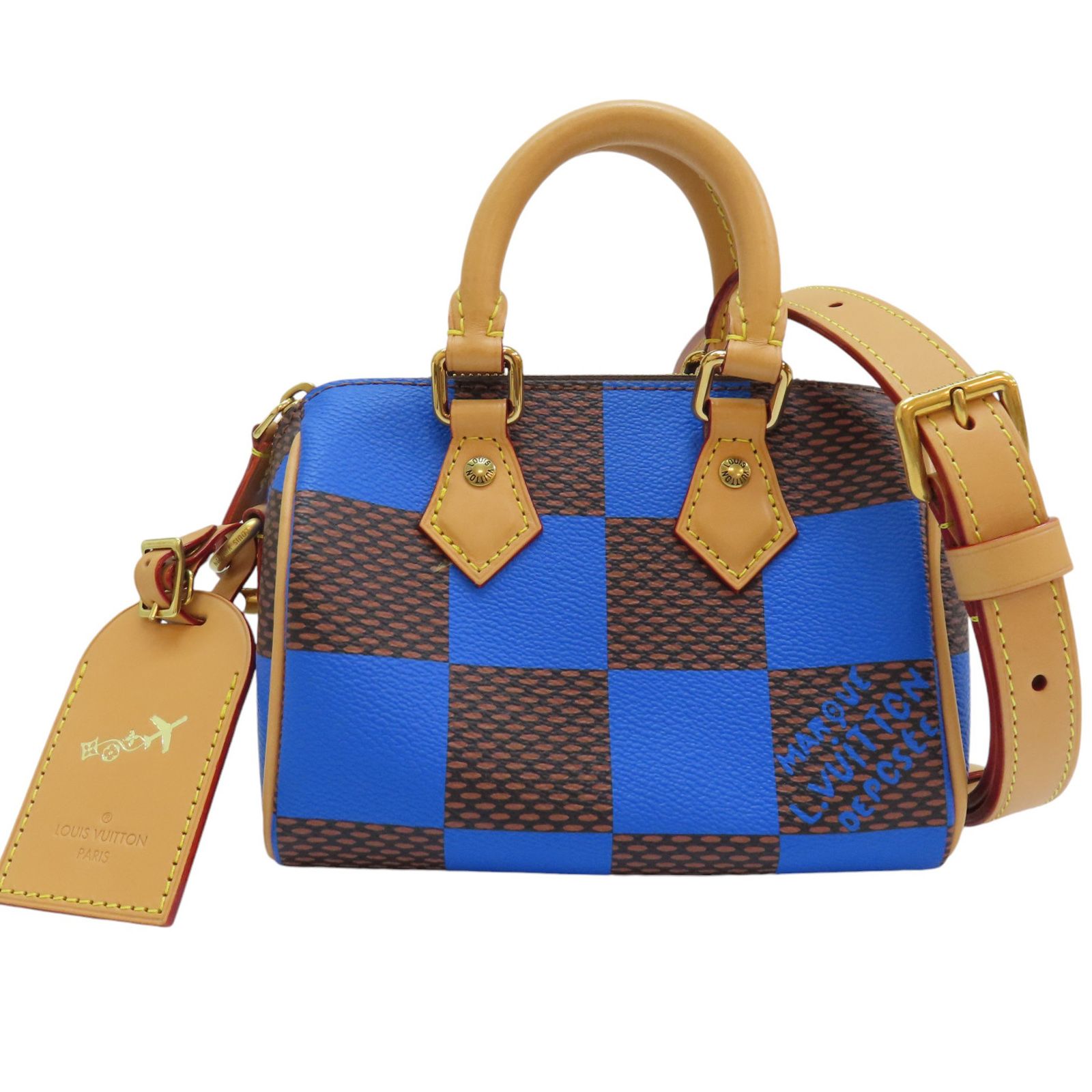 Louis Vuitton Speedy 18 Bandouliere Damier Pop Blue Shoulder Handbag N 40595