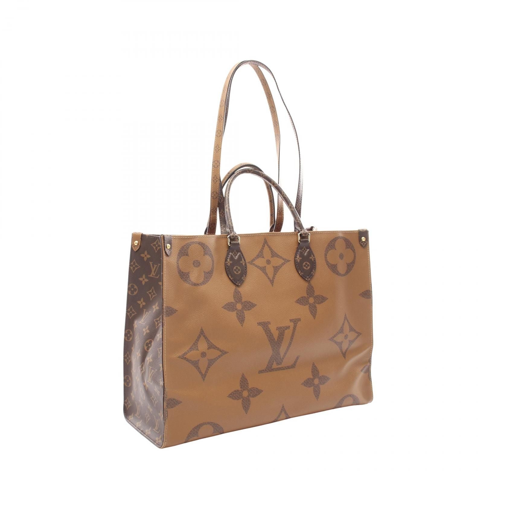 Louis Vuitton On-the-go Gm Tote Bag M 44576 Monogram Giant Reverse Beige