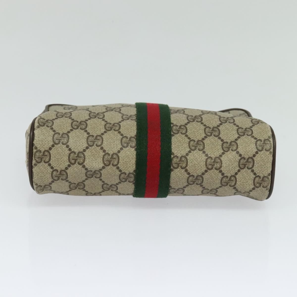 Gucci Gg Supreme Web Sherry Line Clutch Bag Pvc Beige Gold 84 01 012 Auth
